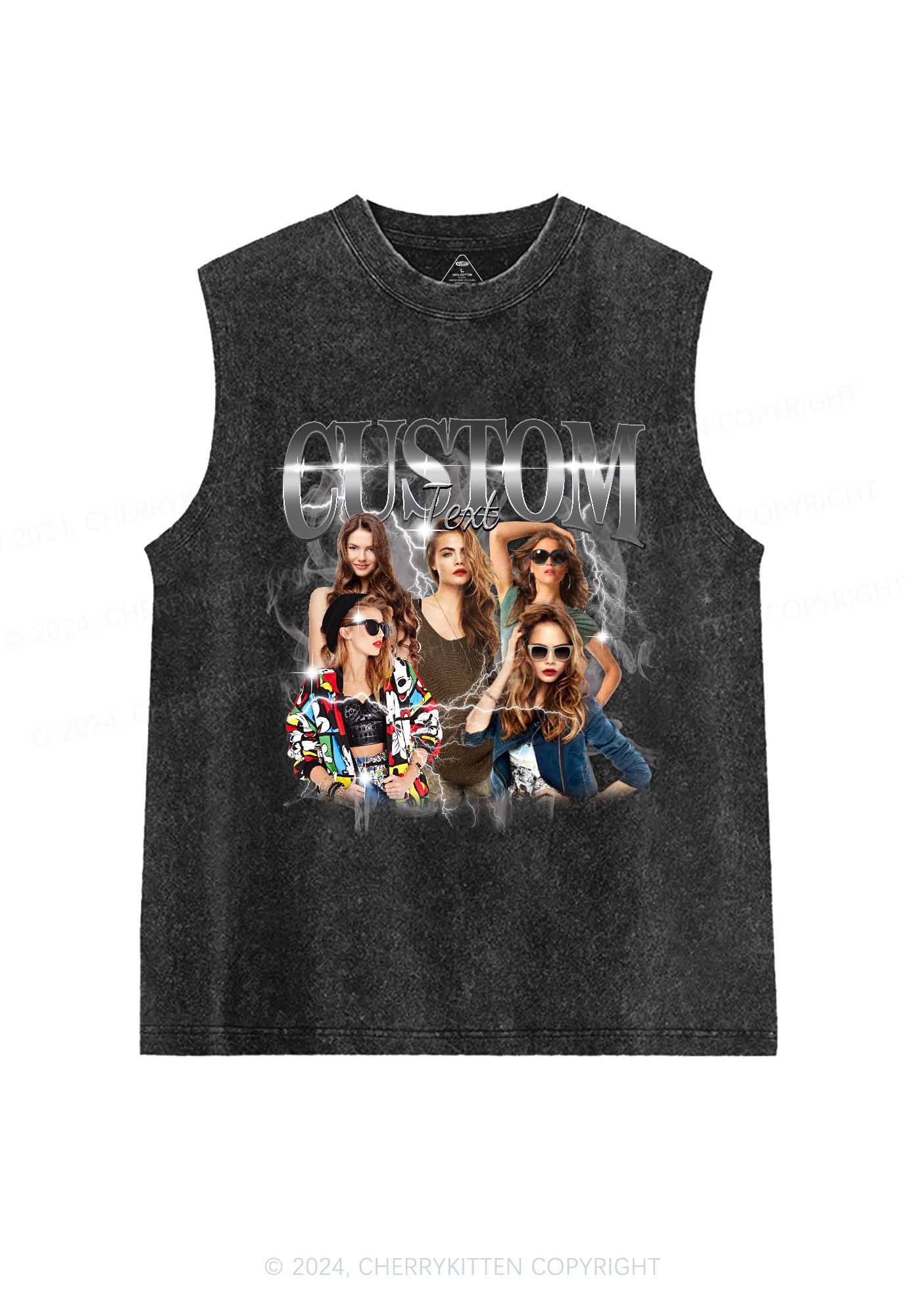 Custom Photo Vintage Y2K Washed Tank Cherrykitten - Image 6