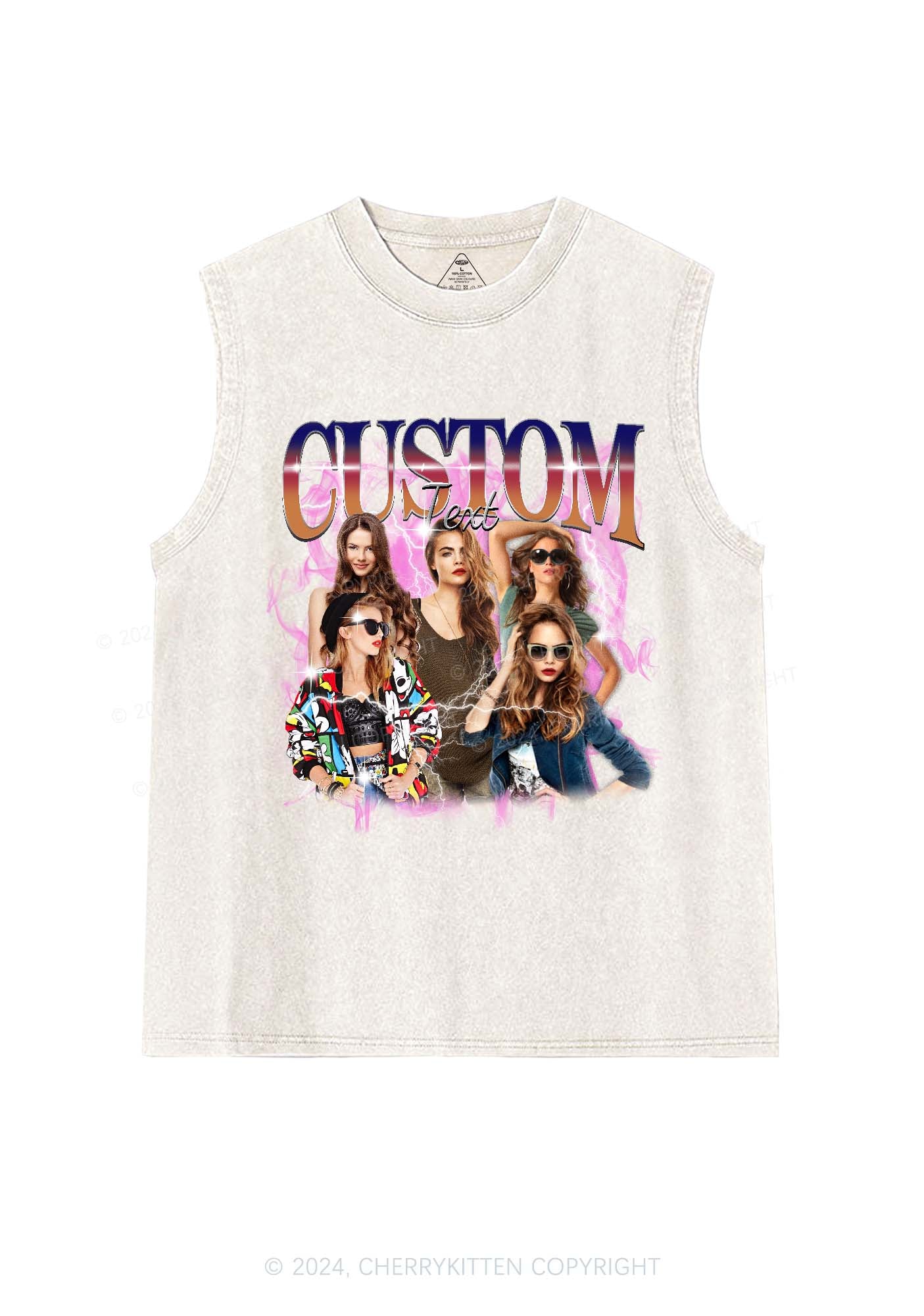 Custom Photo Vintage Y2K Washed Tank Cherrykitten - Image 7