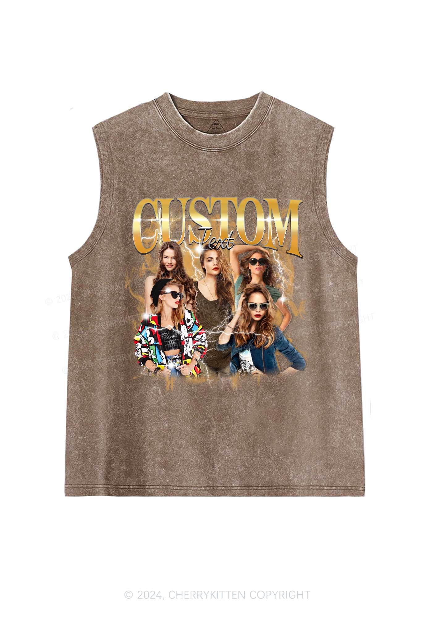 Custom Photo Vintage Y2K Washed Tank Cherrykitten - Image 8