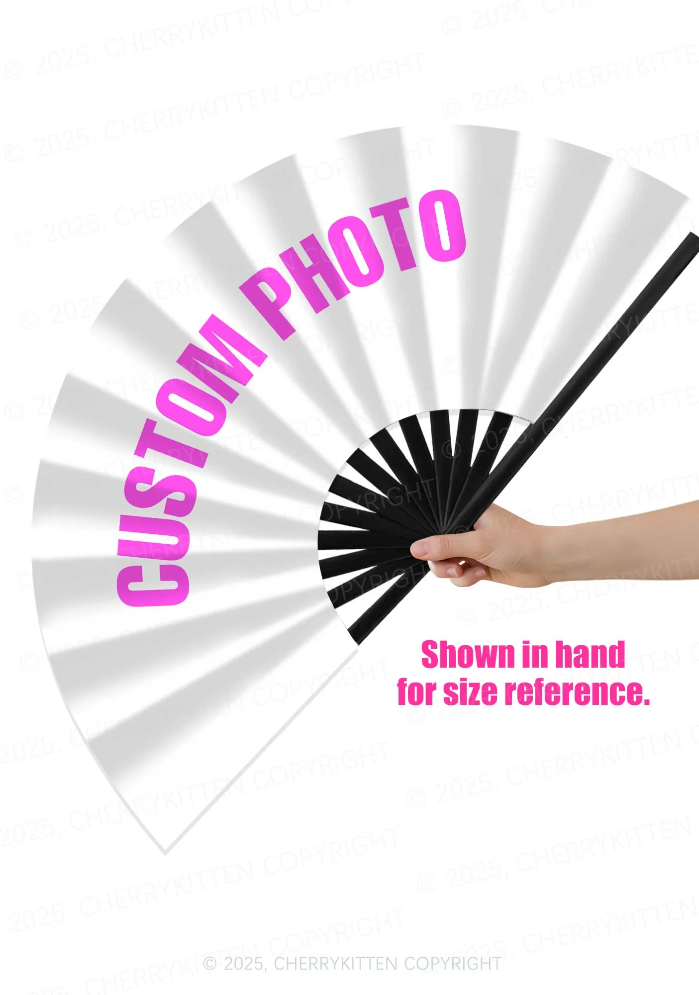 Custom Photo Y2K Rave Hand Fan Cherrykitten - Image 2