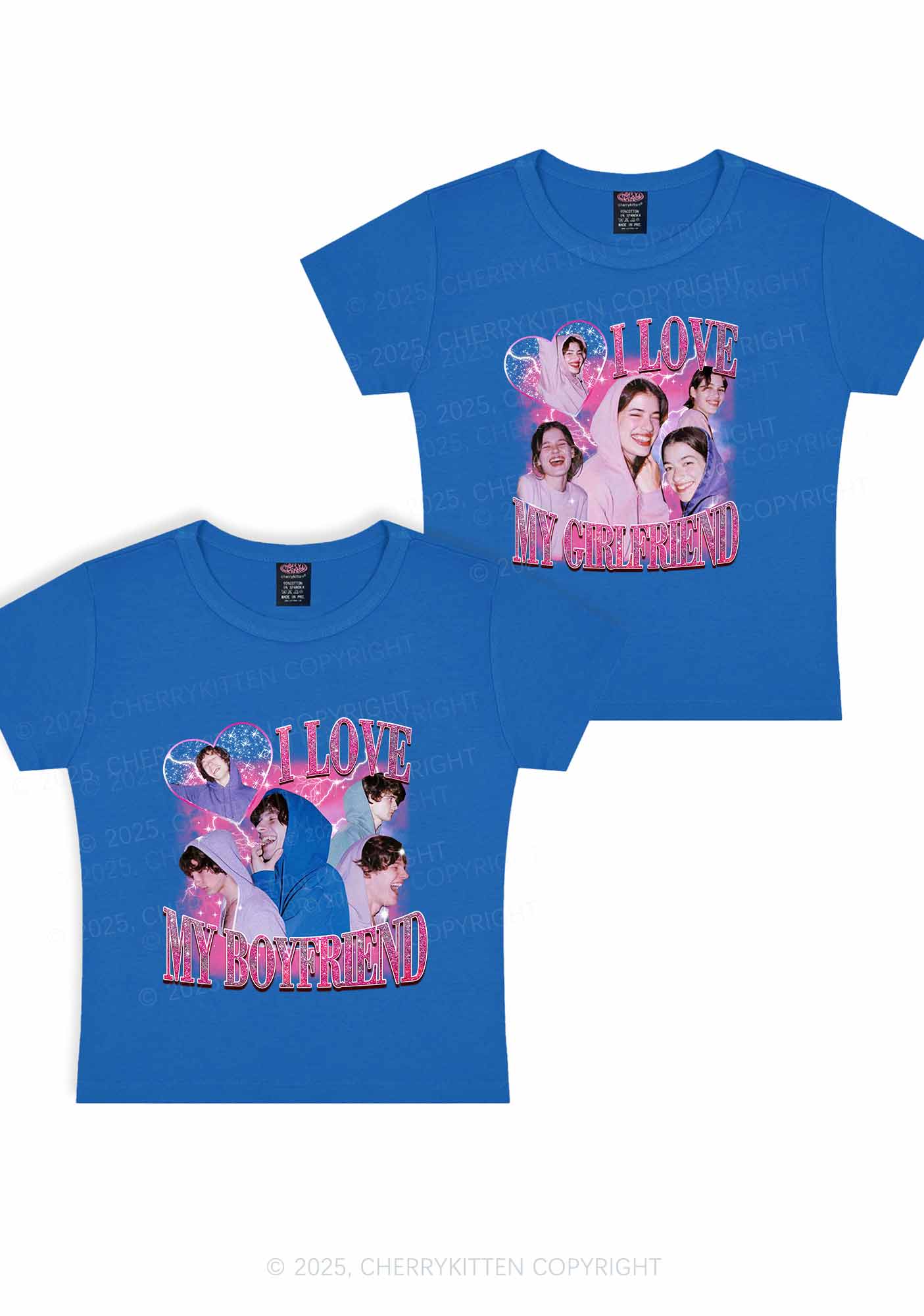 Custom Photos I Love GF BF Y2K Valentine's Day Baby Tee Cherrykitten - Image 10