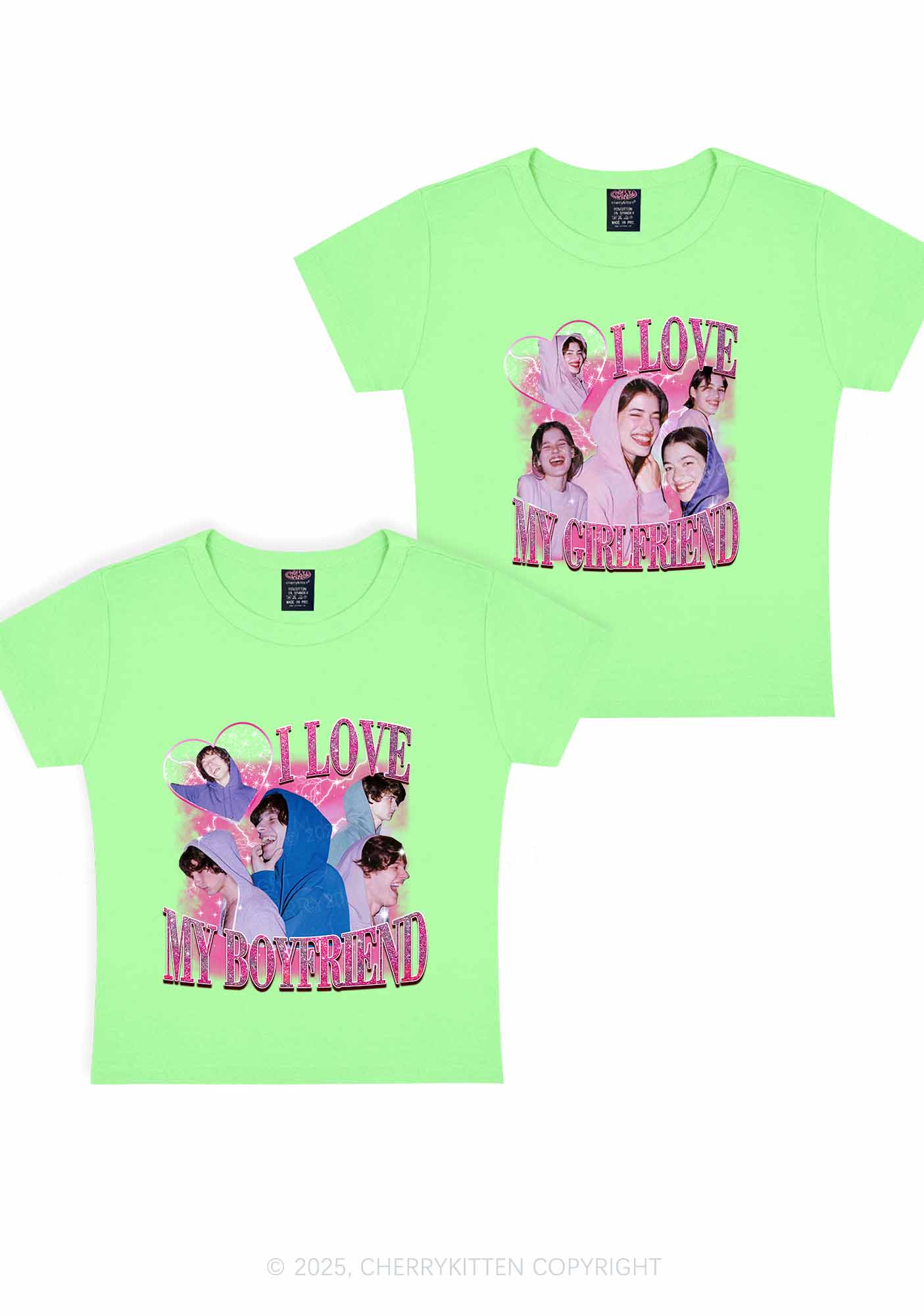 Custom Photos I Love GF BF Y2K Valentine's Day Baby Tee Cherrykitten - Image 11