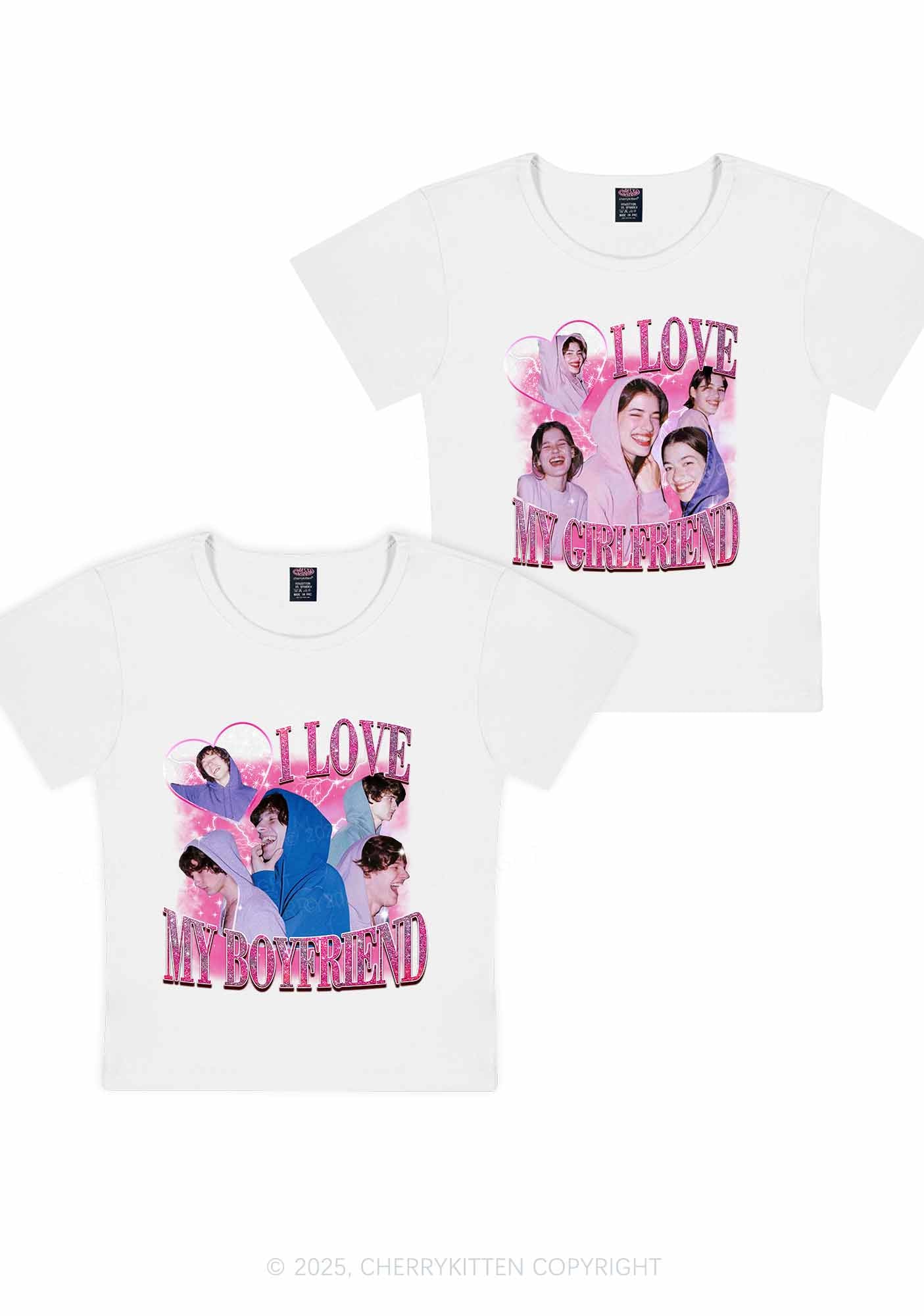 Custom Photos I Love GF BF Y2K Valentine's Day Baby Tee Cherrykitten - Image 3