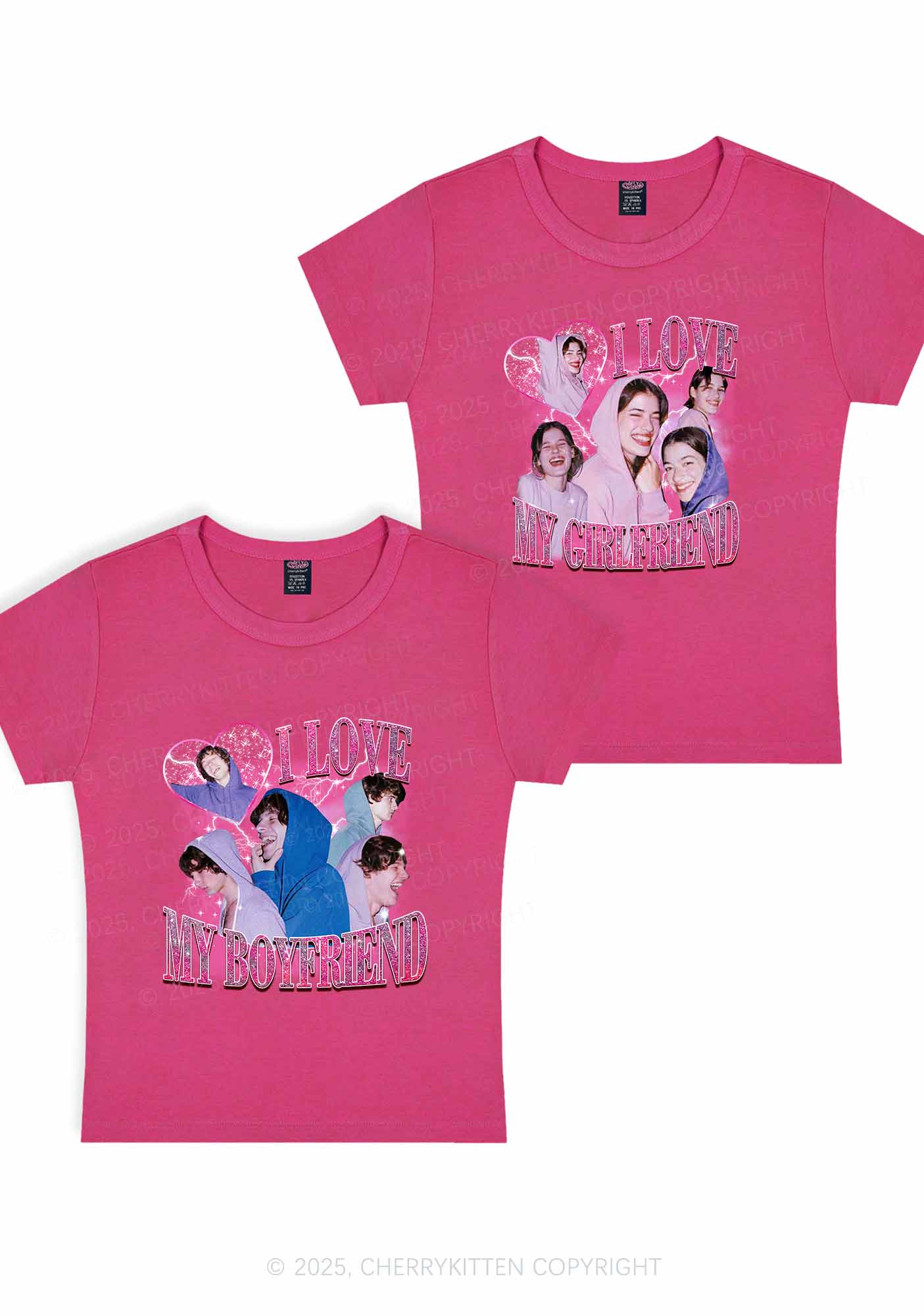 Custom Photos I Love GF BF Y2K Valentine's Day Baby Tee Cherrykitten - Image 4