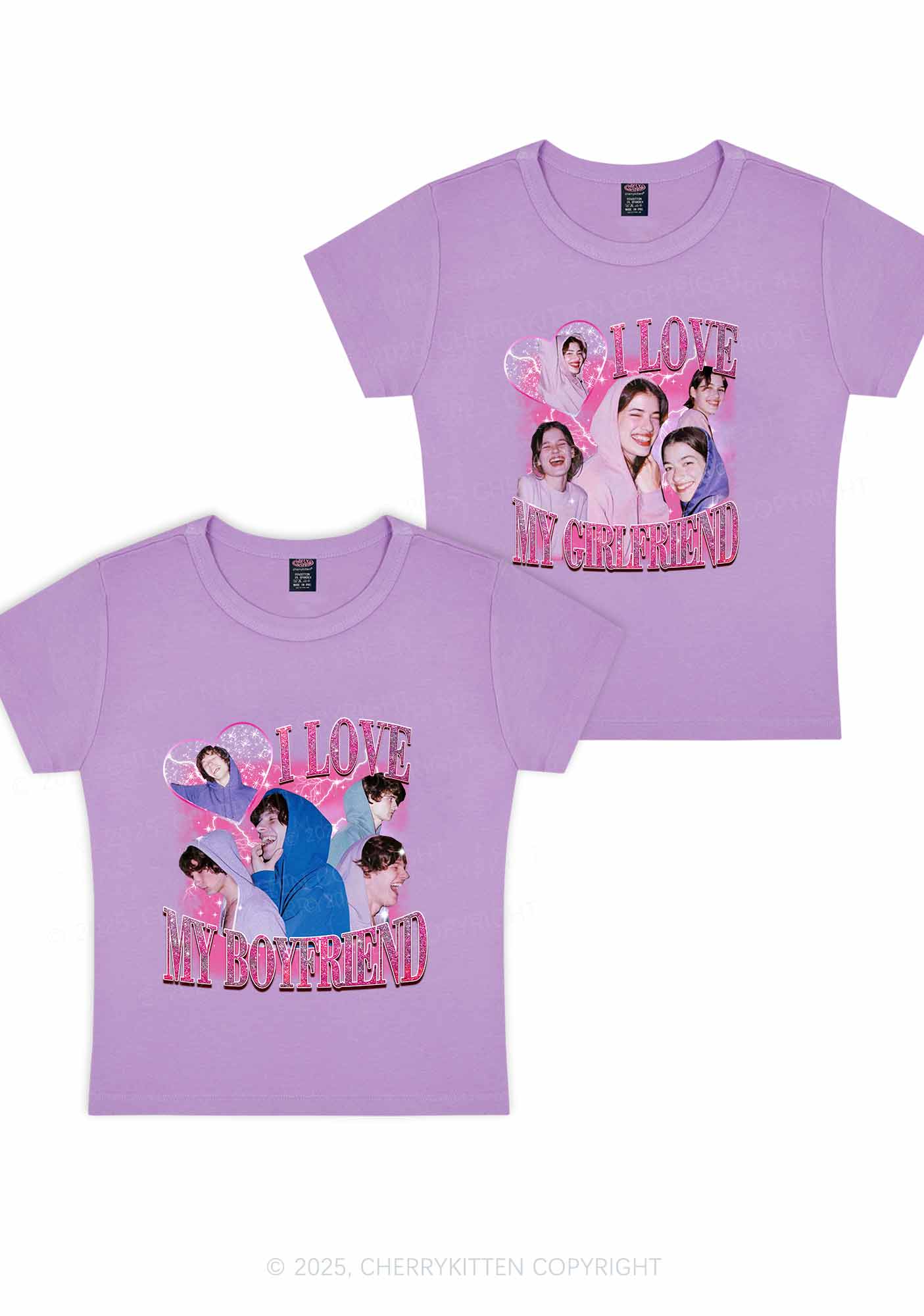 Custom Photos I Love GF BF Y2K Valentine's Day Baby Tee Cherrykitten - Image 5