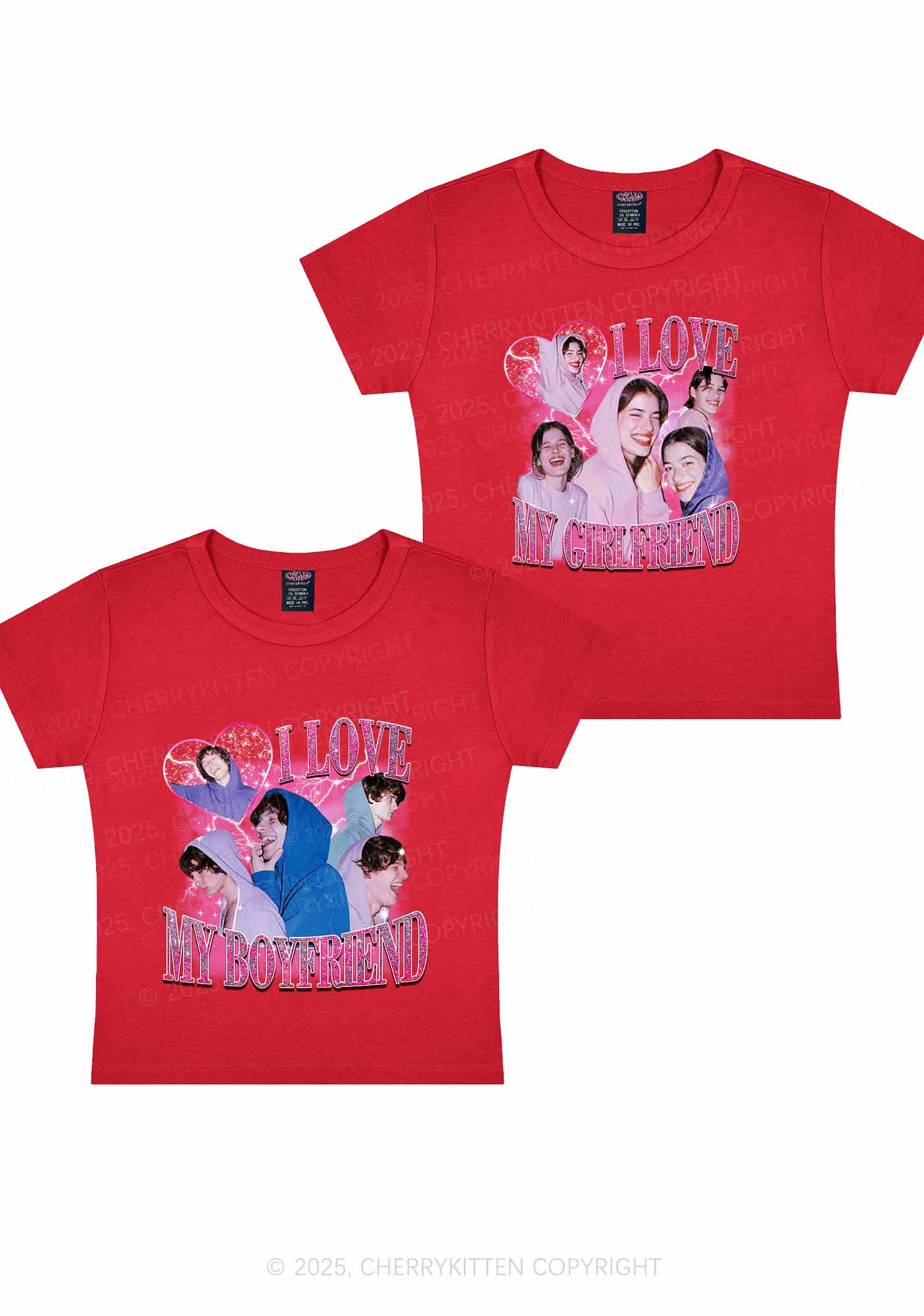 Custom Photos I Love GF BF Y2K Valentine's Day Baby Tee Cherrykitten - Image 6