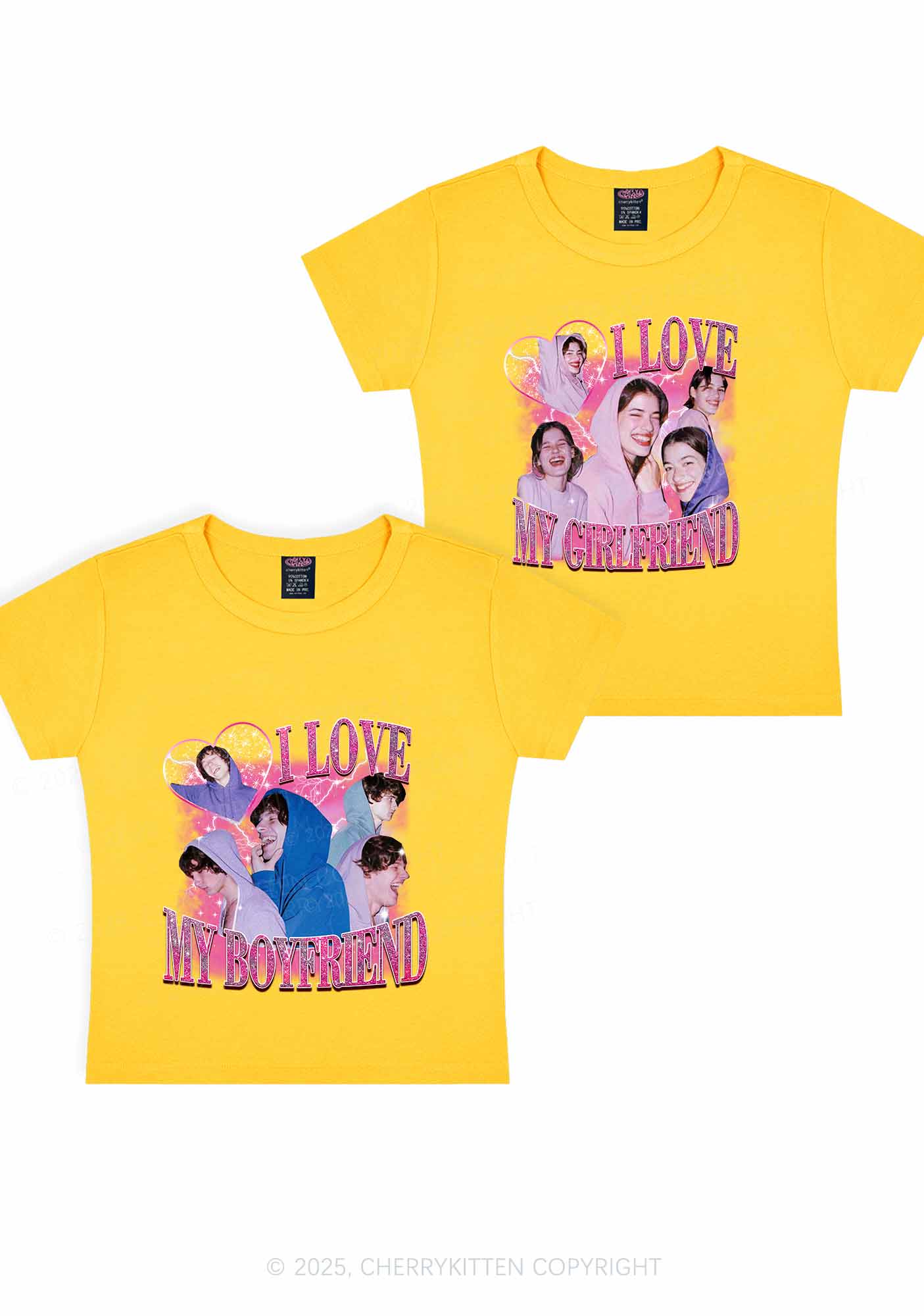 Custom Photos I Love GF BF Y2K Valentine's Day Baby Tee Cherrykitten - Image 7
