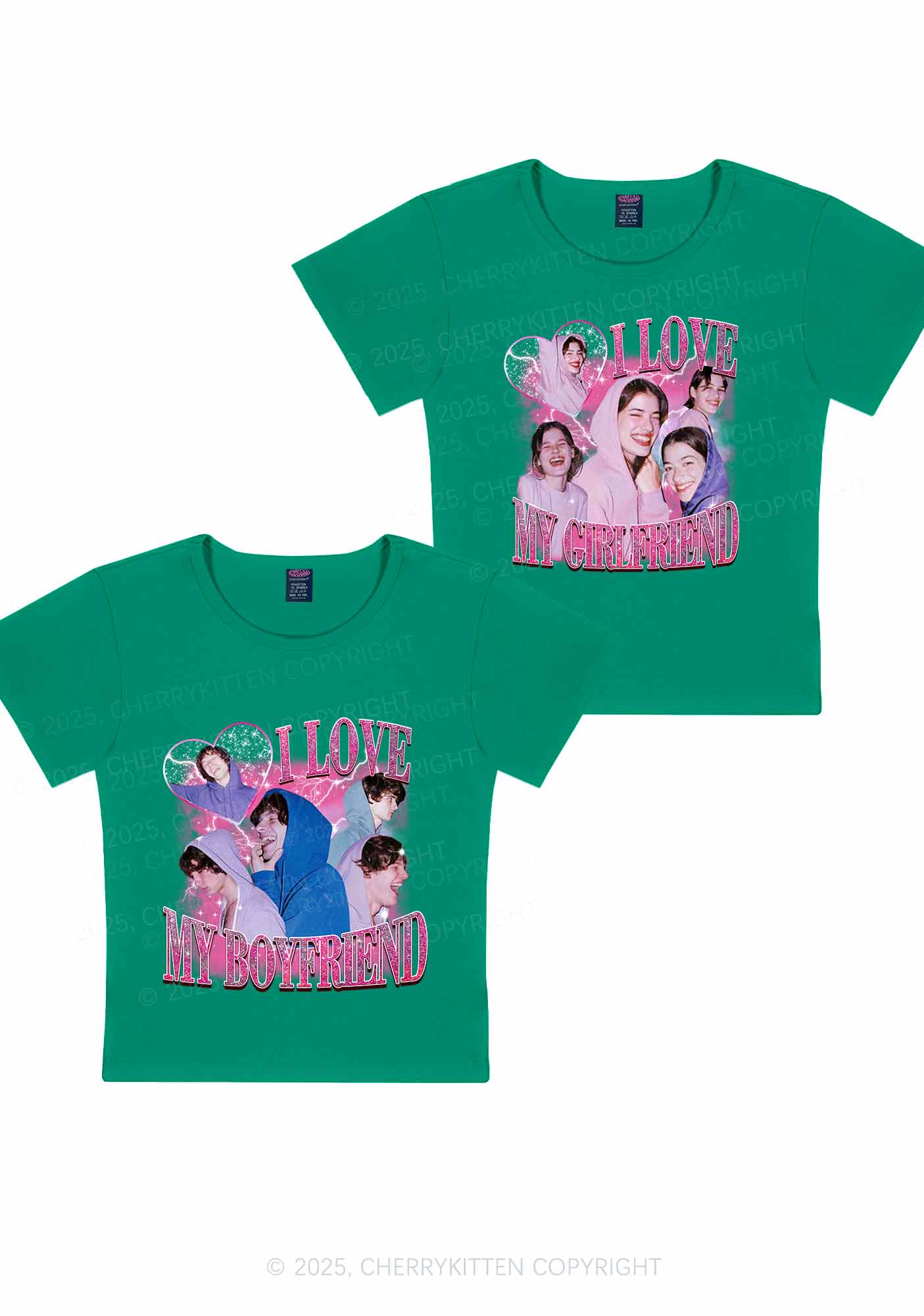 Custom Photos I Love GF BF Y2K Valentine's Day Baby Tee Cherrykitten - Image 8