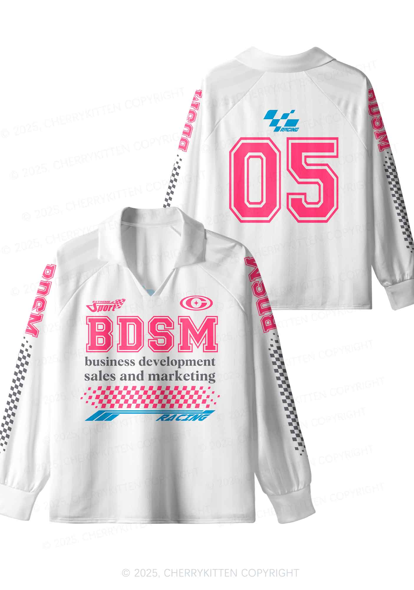 Custom Pink BDSM Y2K Sport Long Sleeve Jersey Shirts Cherrykitten - Image 4