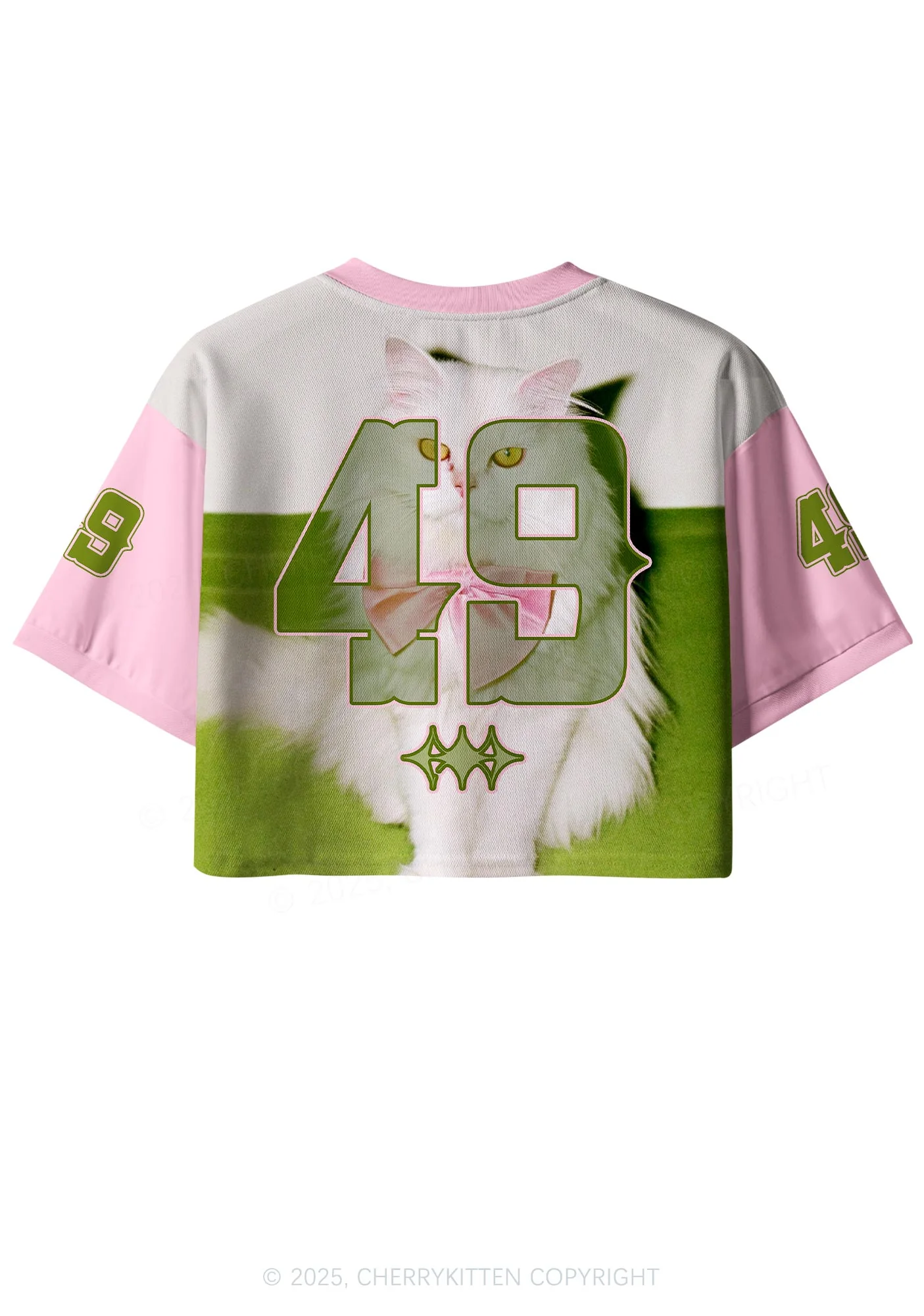 Custom Pink Bow Cat Y2K Crop Sport Jersey Shirts Cherrykitten - Image 2