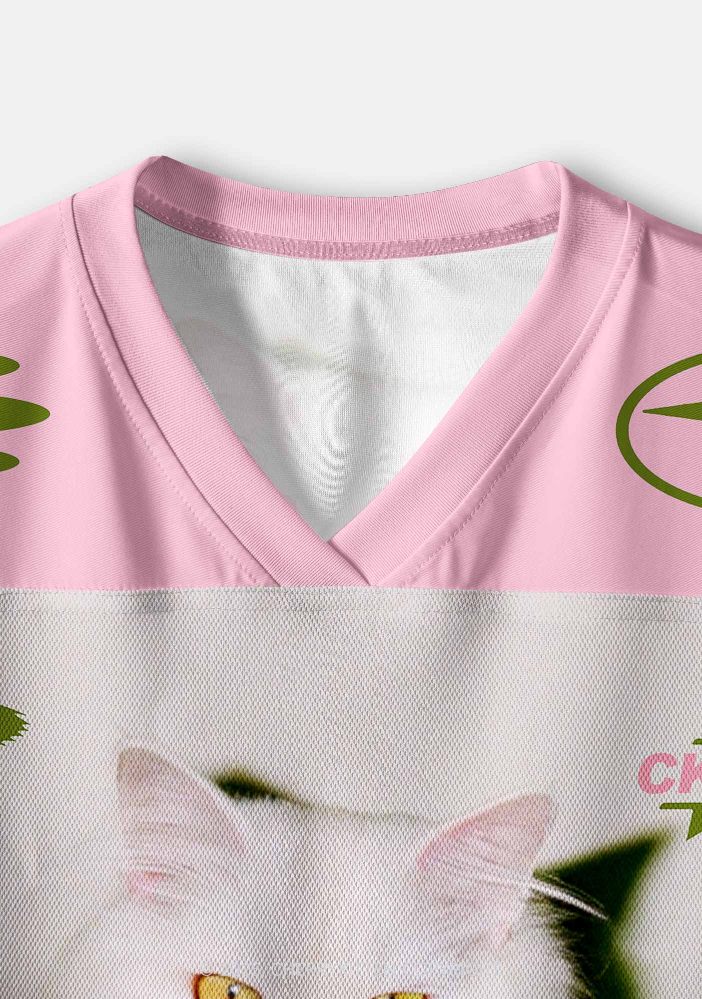 Custom Pink Bow Cat Y2K Crop Sport Jersey Shirts Cherrykitten - Image 3