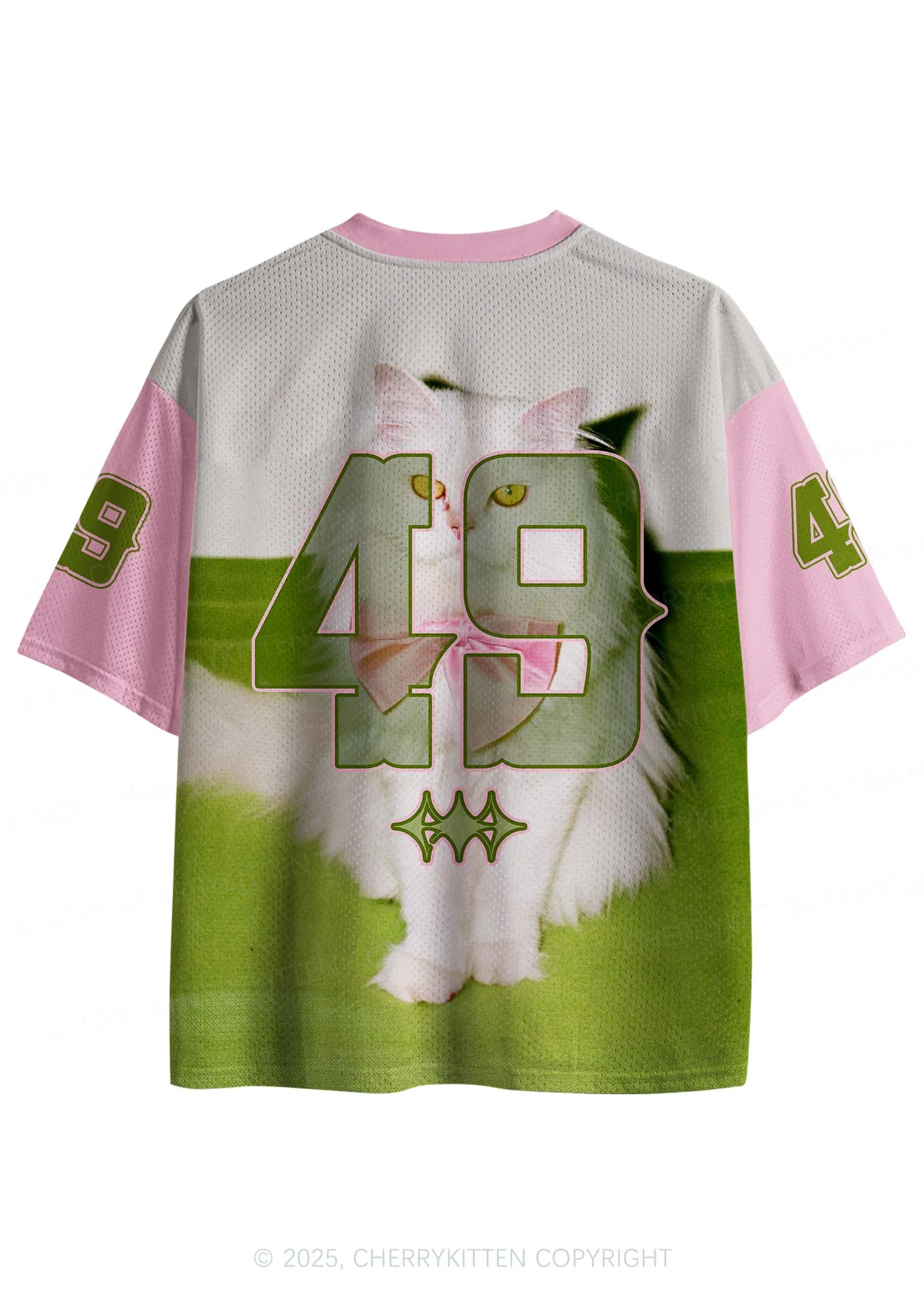 Custom Pink Bow Cat Y2K Sport Jersey Shirts Cherrykitten - Image 2