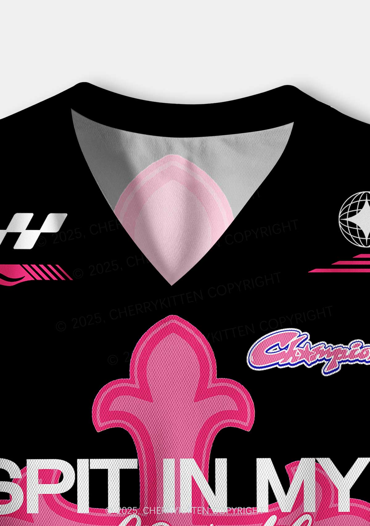 Custom Pink Cross Y2K Crop Sport Jersey Shirts Cherrykitten - Image 4