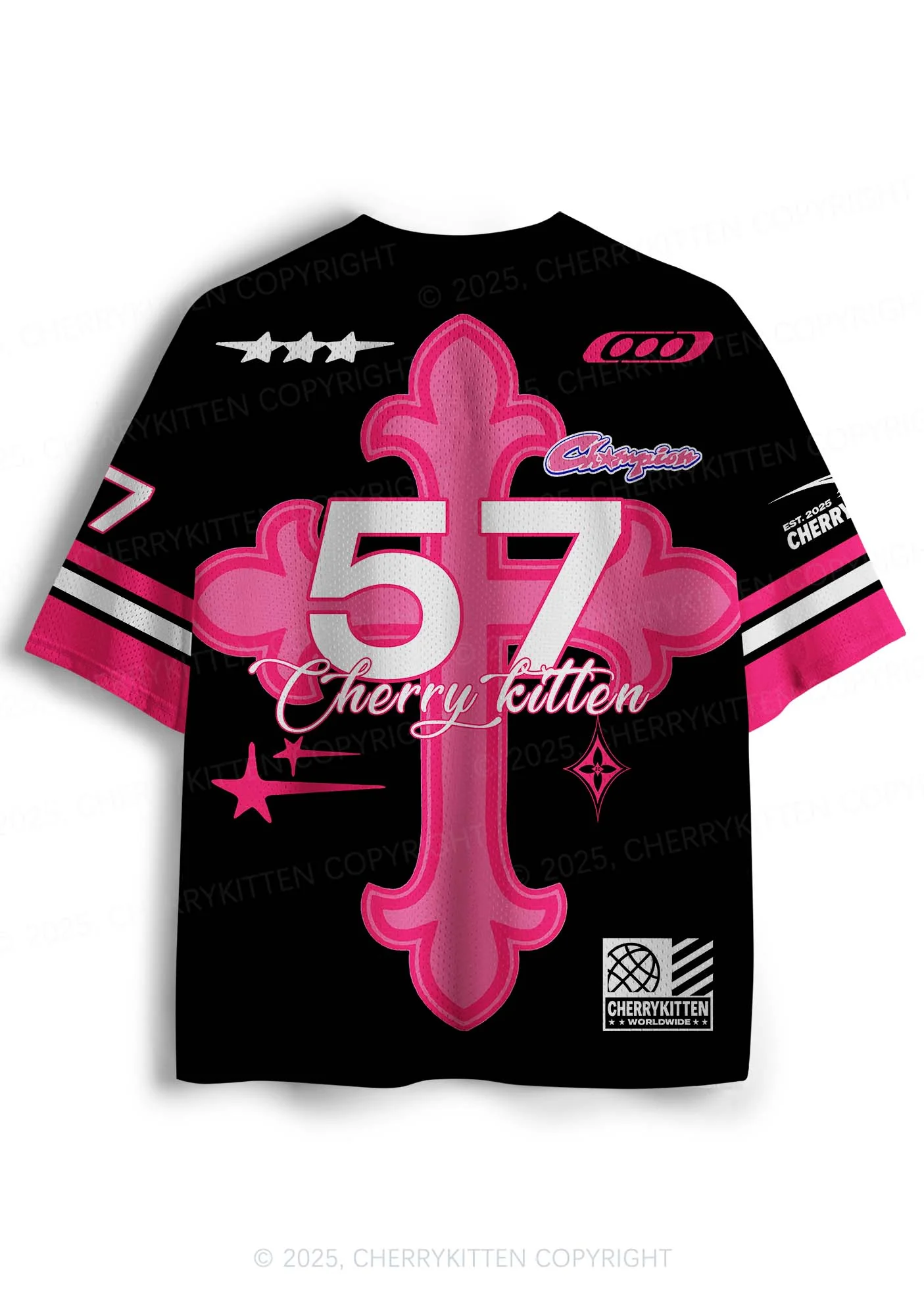 Custom Pink Cross Y2K Sport Jersey Shirts Cherrykitten - Image 2