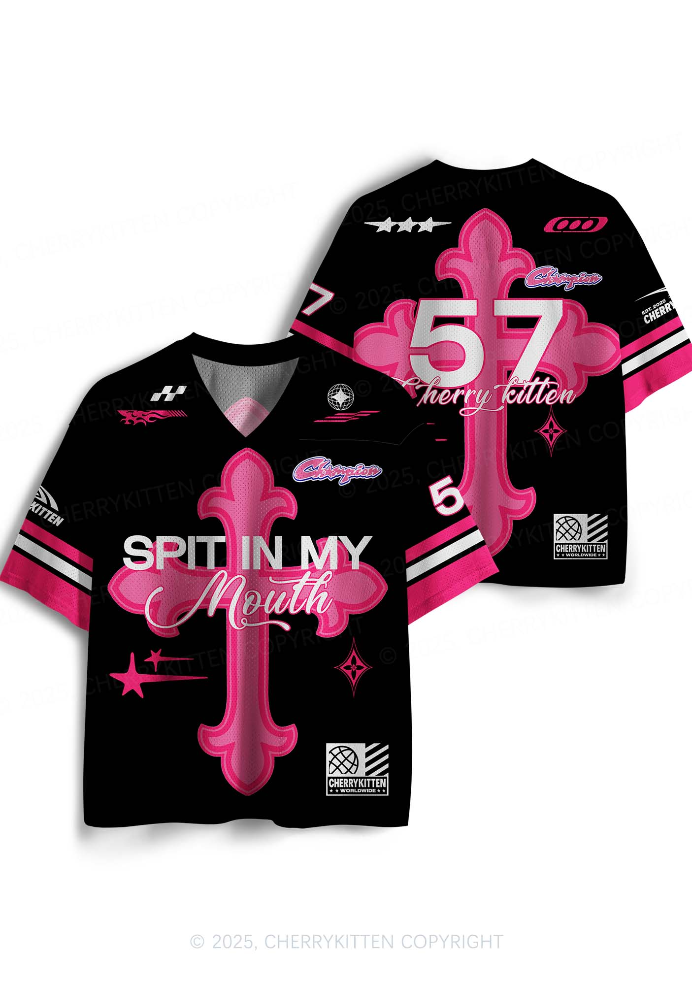 Custom Pink Cross Y2K Sport Jersey Shirts Cherrykitten - Image 3