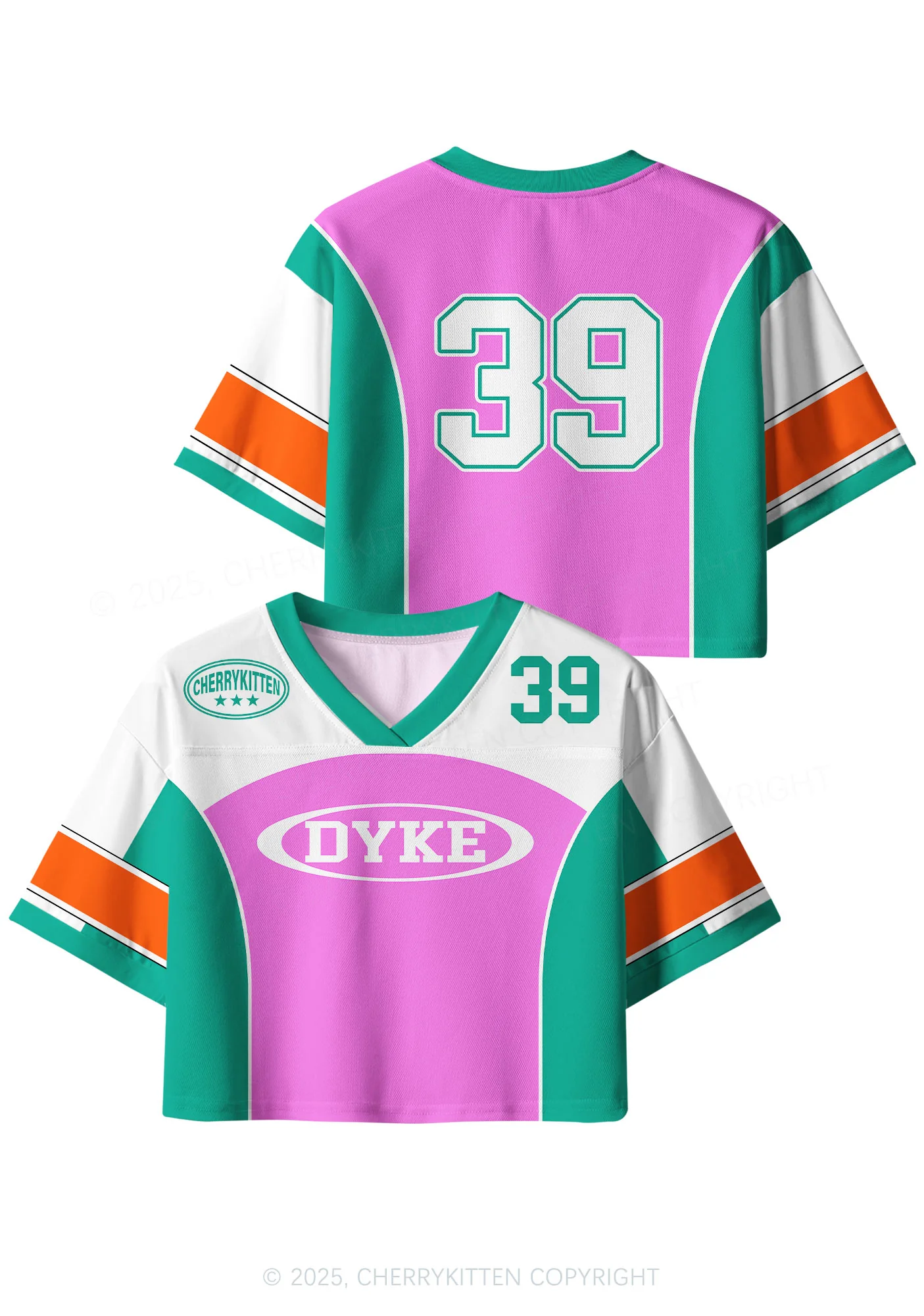 Custom Pink Dyke Pride Y2K Crop Sport Jersey Shirts Cherrykitten - Image 3