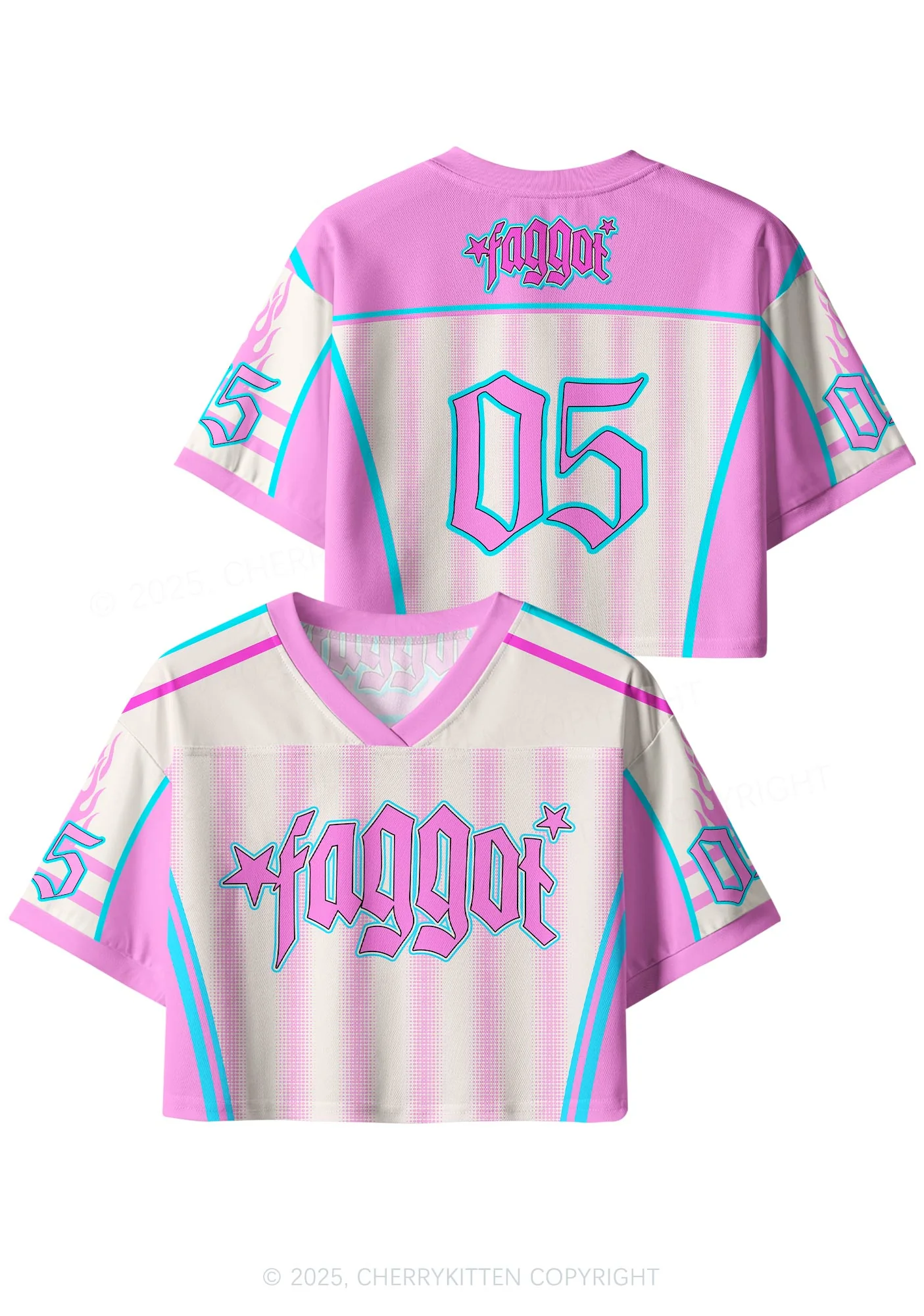 Custom Pink Faggot Stars Pride Y2K Crop Sport Jersey Shirts Cherrykitten - Image 3