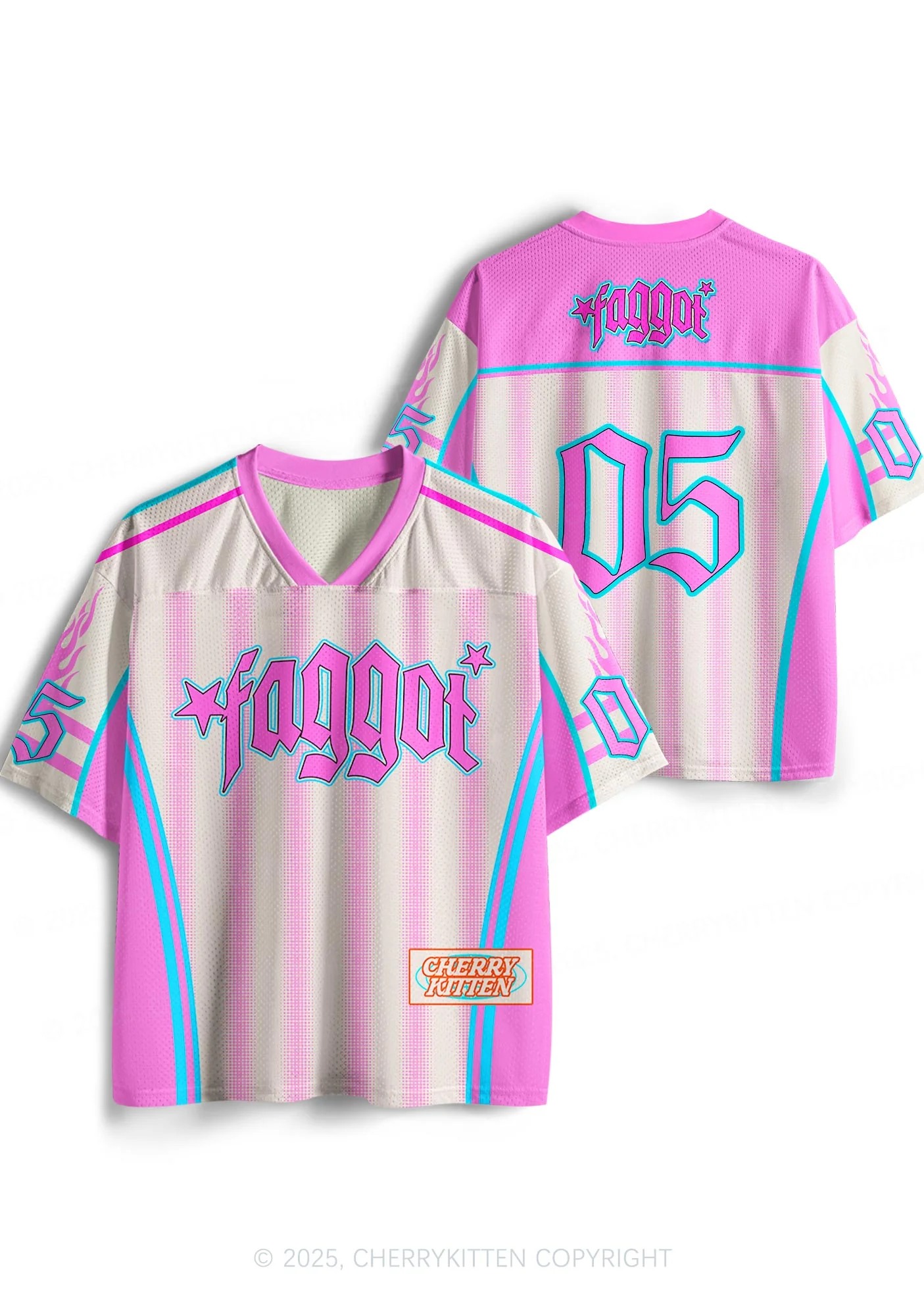 Custom Pink Faggot Stars Pride Y2K Sport Jersey Shirts Cherrykitten - Image 3
