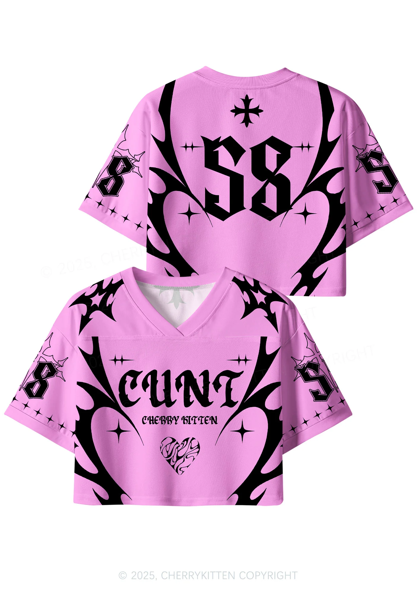 Custom Pink Flame Cxxt Y2K Crop Sport Jersey Shirts Cherrykitten - Image 3