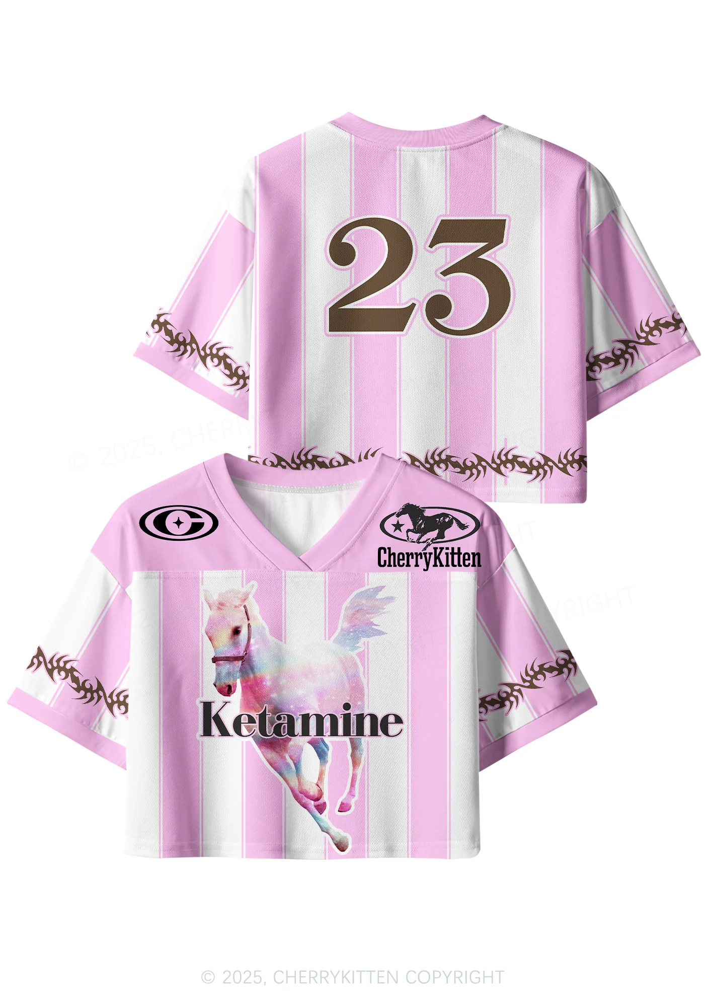 Custom Pink Horse Y2K Crop Sport Jersey Shirts Cherrykitten - Image 3