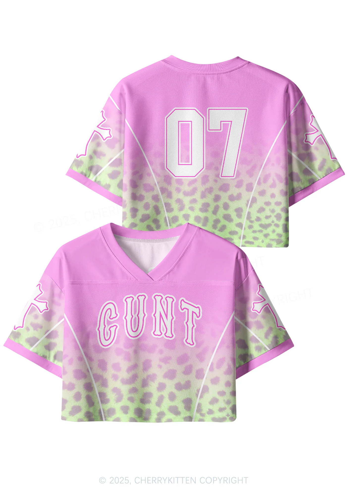 Custom Pink Leopard Cxxt Y2K Crop Sport Jersey Shirts Cherrykitten - Image 3