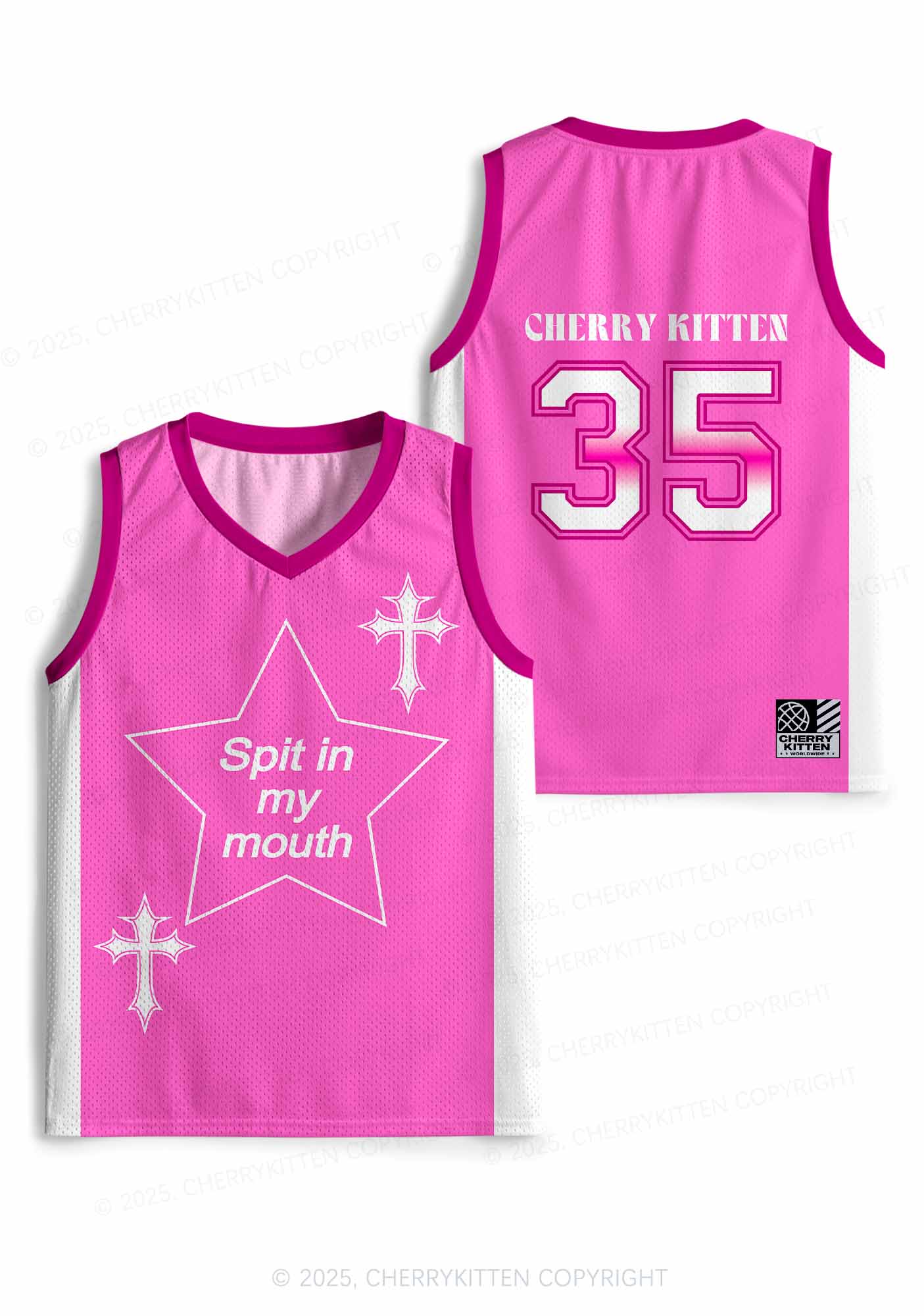Custom Pink Spit In My Mouth Y2K Sport Jersey Tank Cherrykitten - Image 3