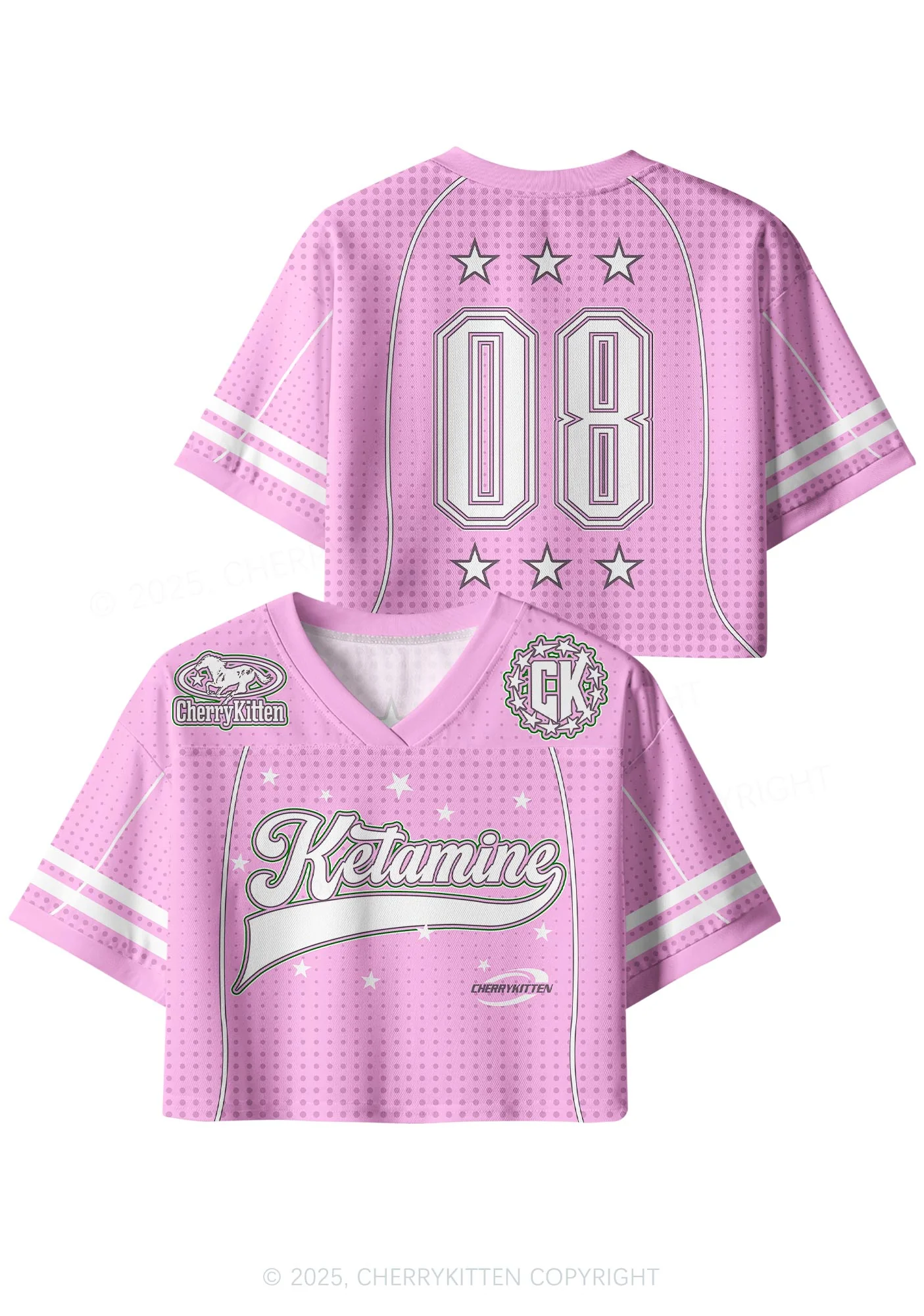 Custom Pink Star Ketamxxe Y2K Crop Sport Jersey Shirts Cherrykitten - Image 3