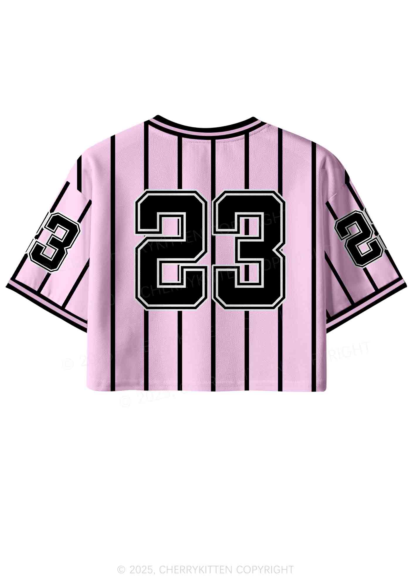 Custom Pink Striped Cxxt Y2K Crop Sport Jersey Shirts Cherrykitten - Image 2