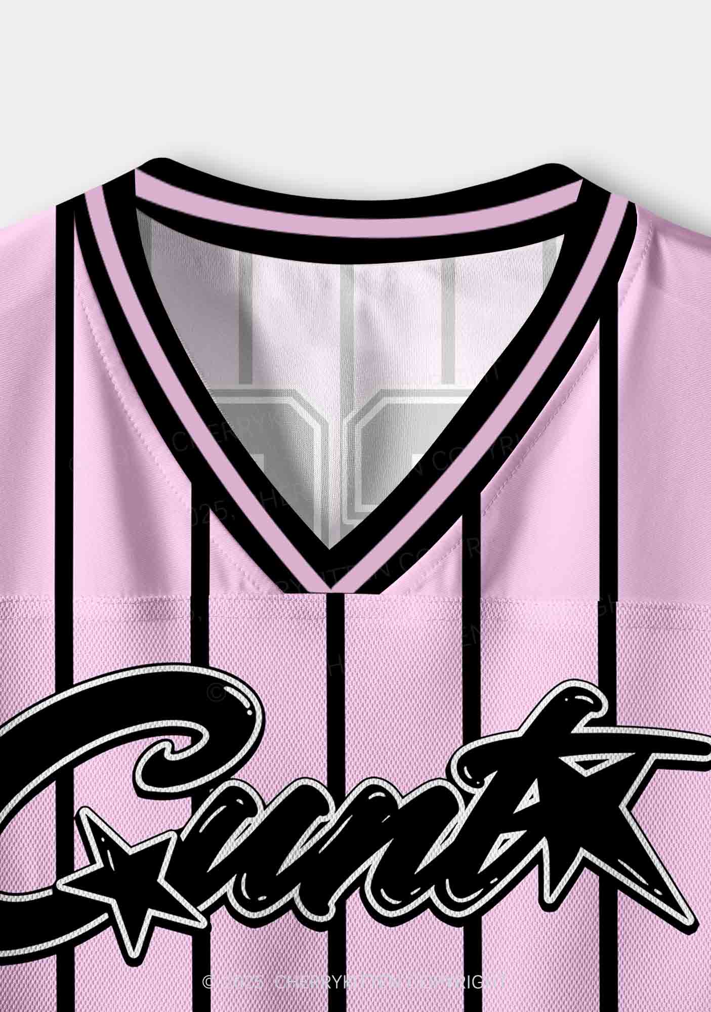 Custom Pink Striped Cxxt Y2K Crop Sport Jersey Shirts Cherrykitten - Image 3