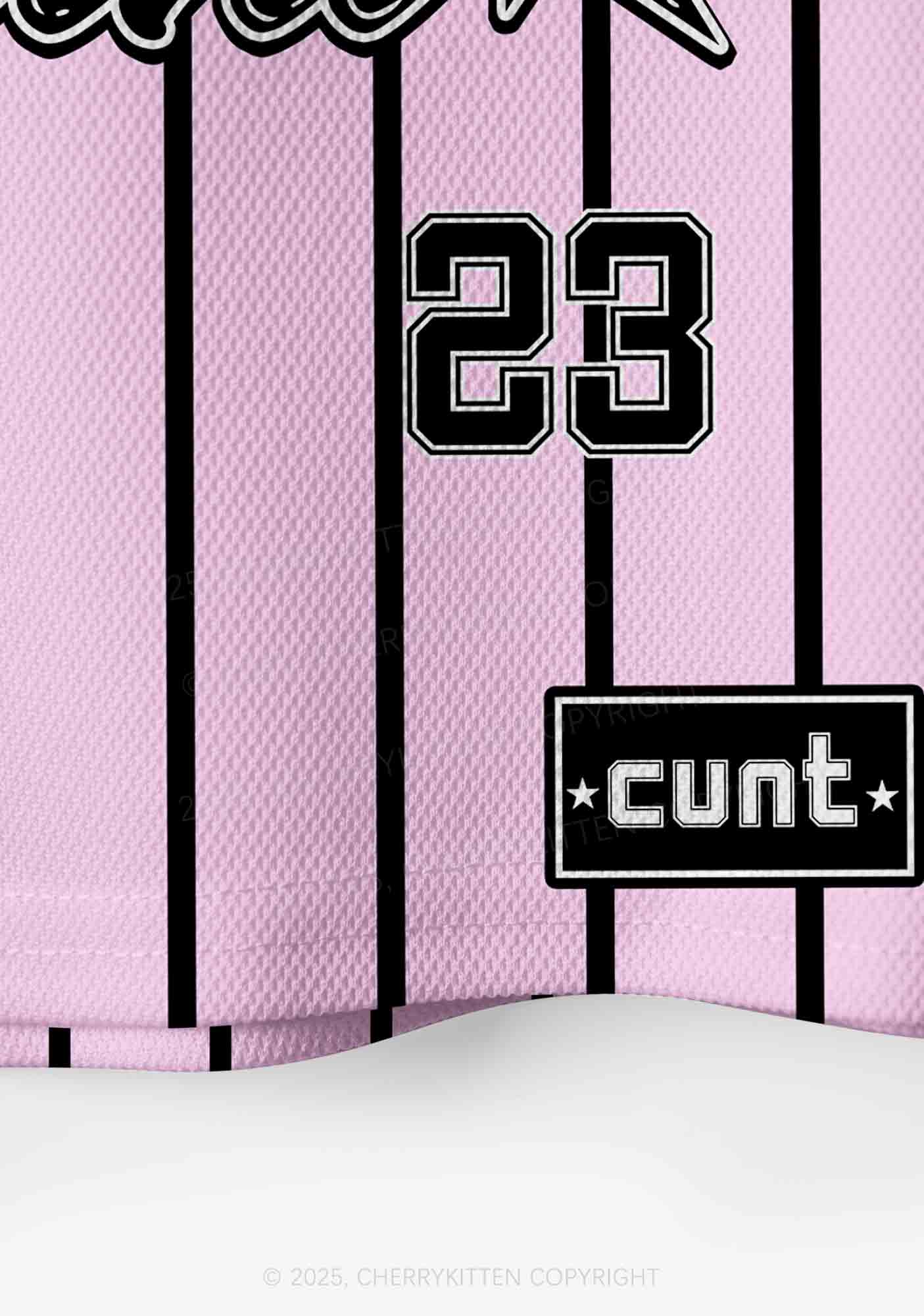 Custom Pink Striped Cxxt Y2K Crop Sport Jersey Shirts Cherrykitten - Image 4