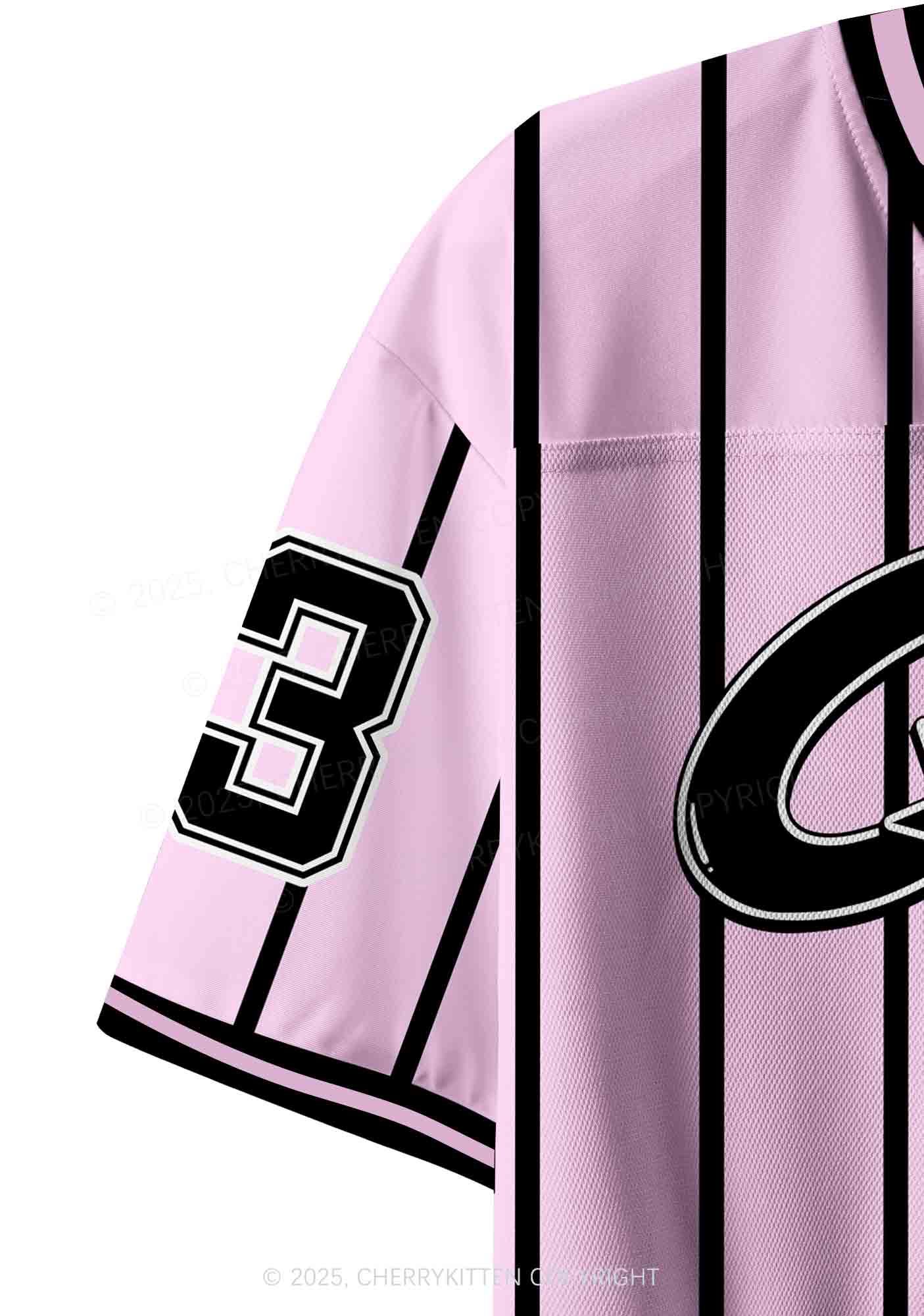 Custom Pink Striped Cxxt Y2K Crop Sport Jersey Shirts Cherrykitten - Image 5