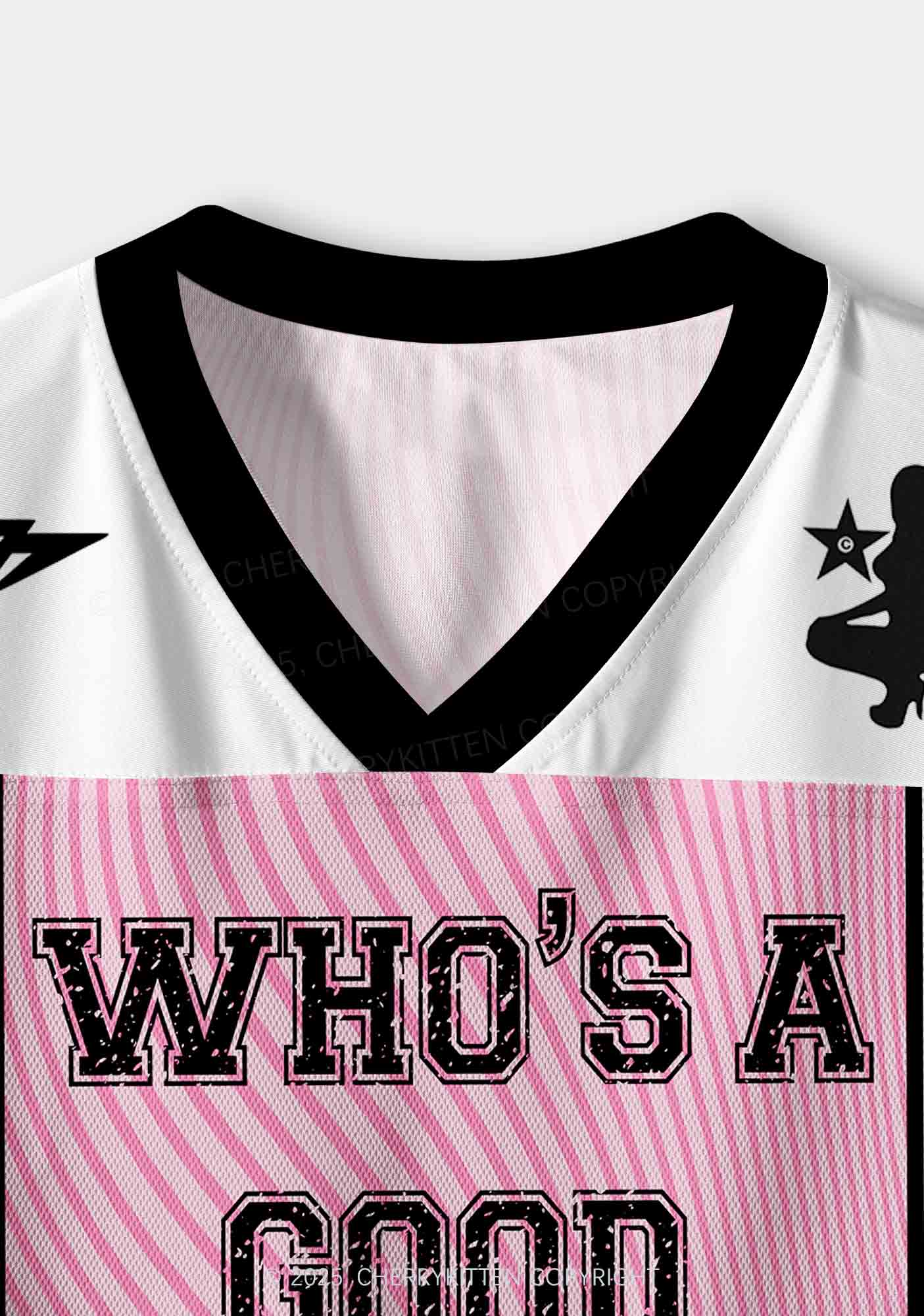 Custom Pink Whos A Good Boy Y2K Crop Sport Jersey Shirts Cherrykitten - Image 4