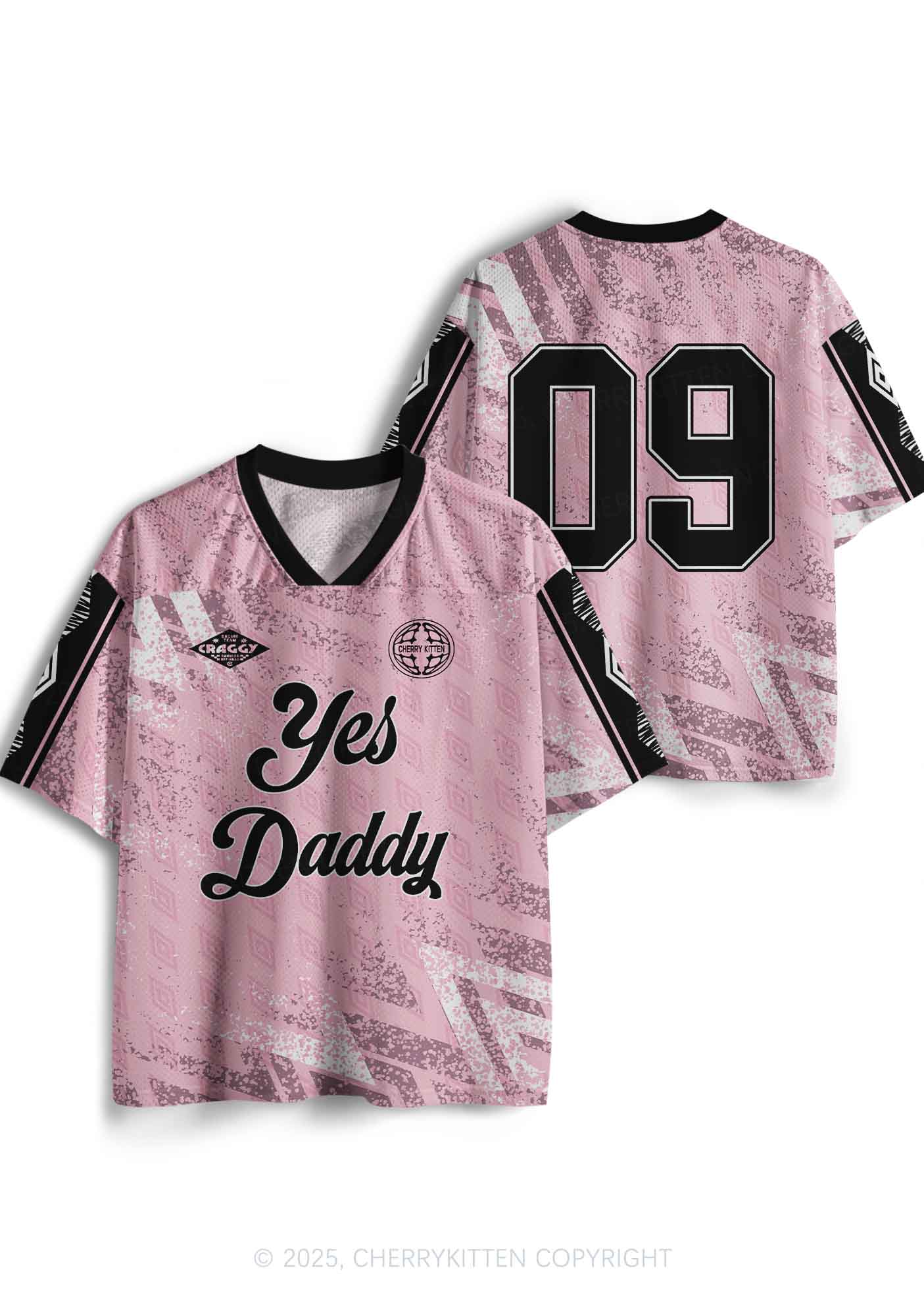 Custom Pink Yes Daddy Y2K Sport Jersey Shirts Cherrykitten - Image 4