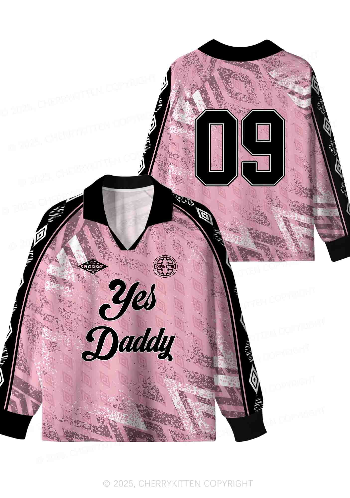 Custom Pink Yes Daddy Y2K Sport Long Sleeve Jersey Shirts Cherrykitten - Image 4
