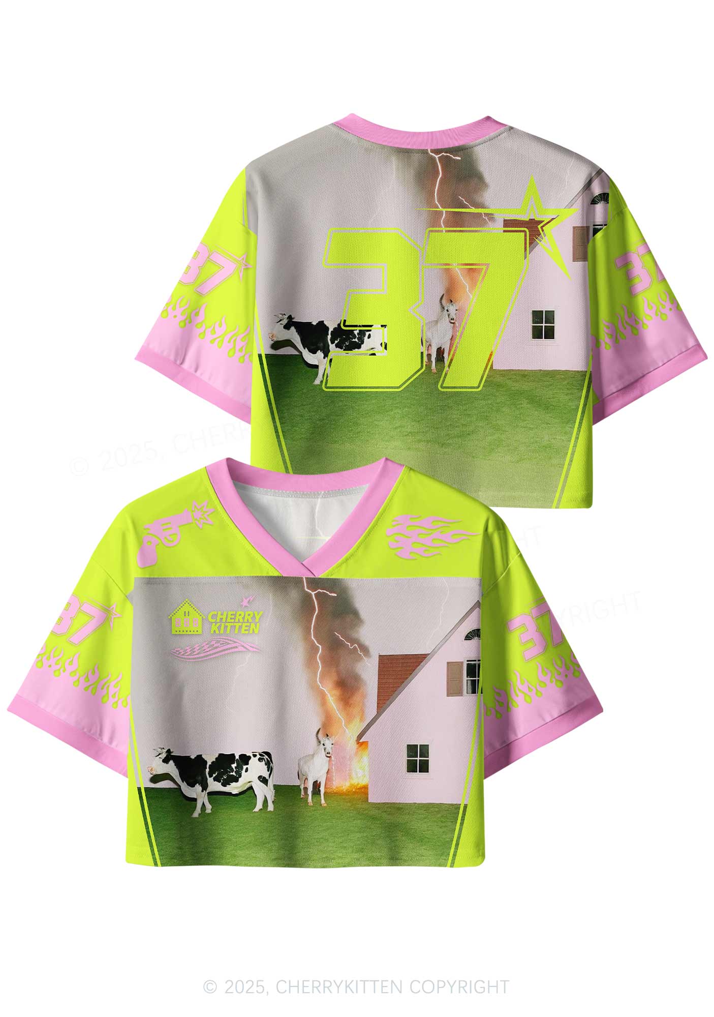 Custom Pony Cow Y2K Crop Sport Jersey Shirts Cherrykitten - Image 3