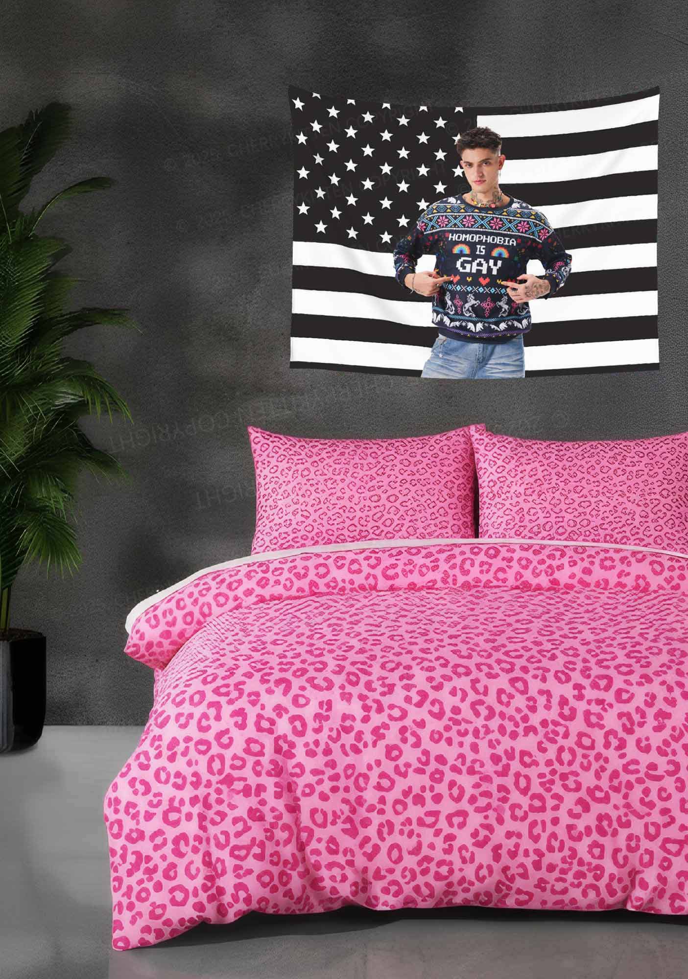 Custom Portrait American Black Flag Y2K Tapestry Cherrykitten - Image 2