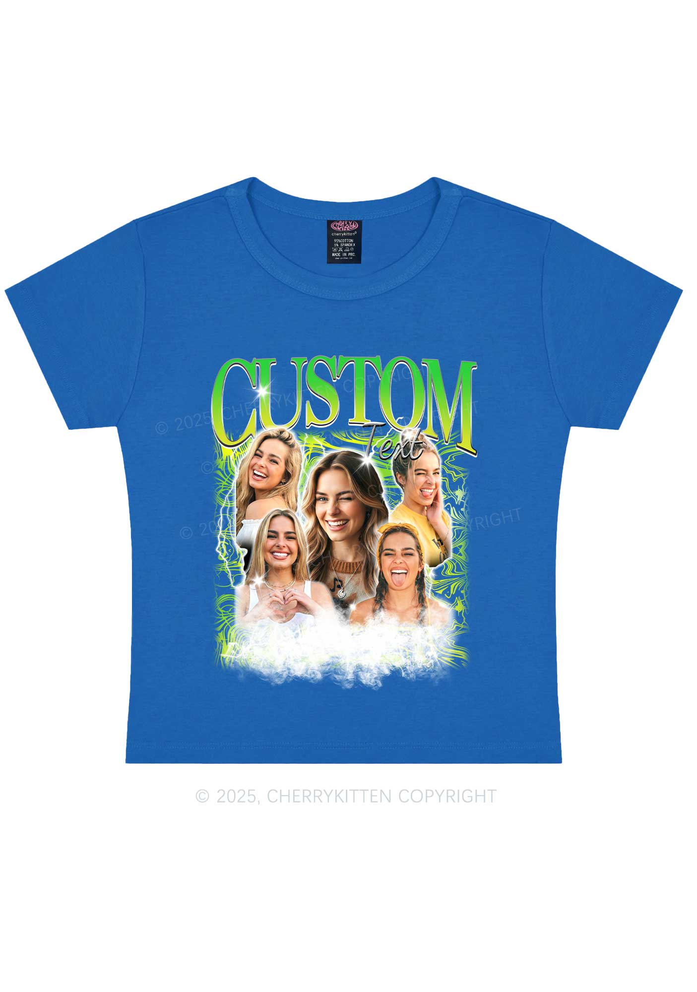 Custom Portrait Glitter Text Y2K Baby Tee Cherrykitten - Image 5