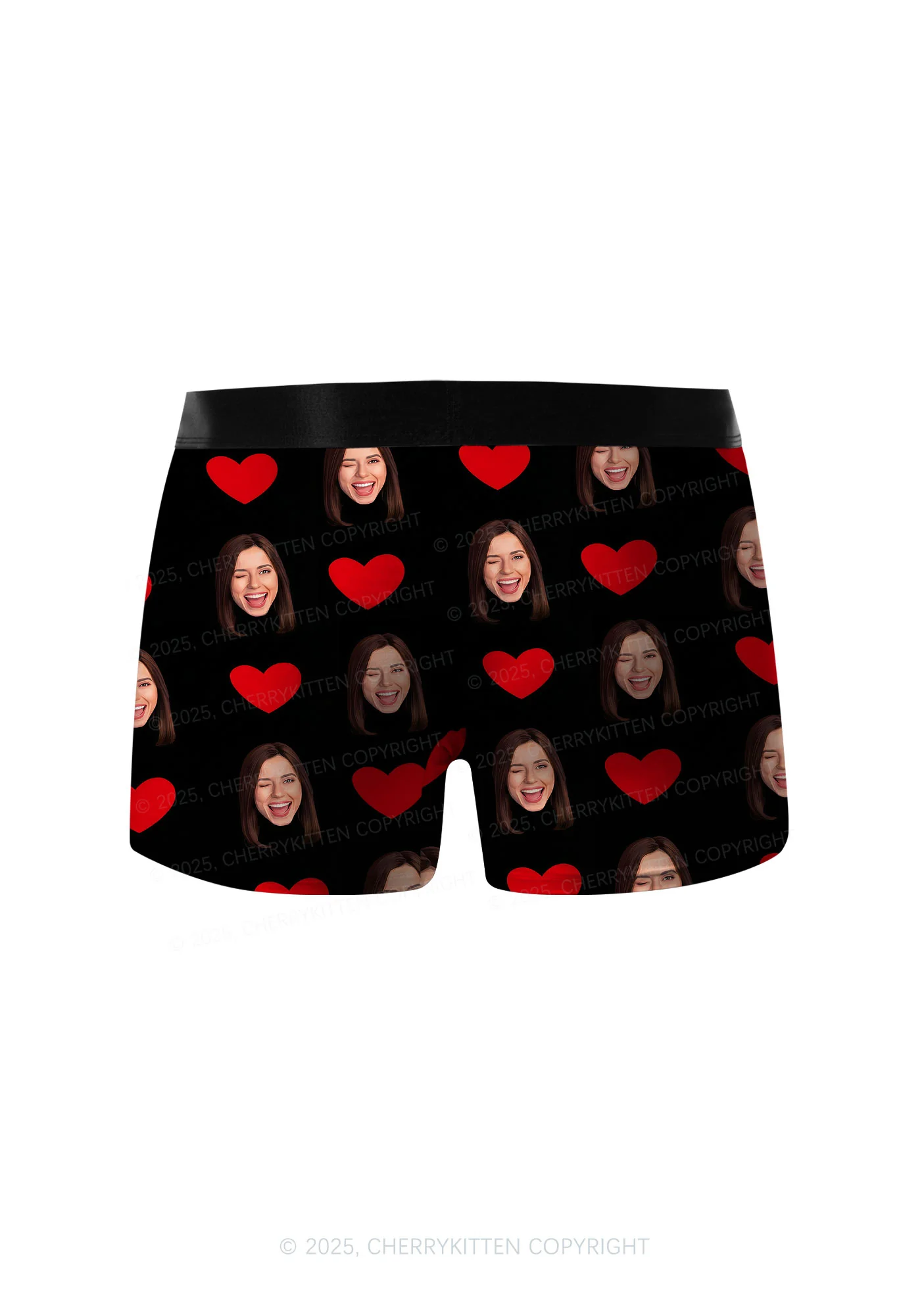 Custom Portrait Red Hearts Valentine's Day Y2K Print Men Boxer Briefs Cherrykitten - Image 3