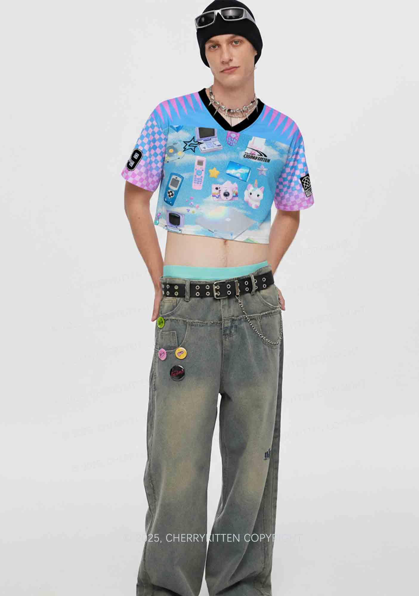 Custom Punk Digital Y2K Crop Sport Jersey Shirts Cherrykitten - Image 2