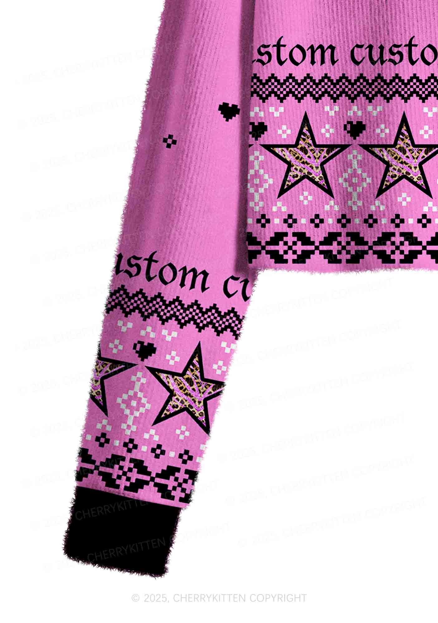 Custom Punk Pet Y2K Christmas Crop Knit Sweatshirt Cherrykitten - Image 6