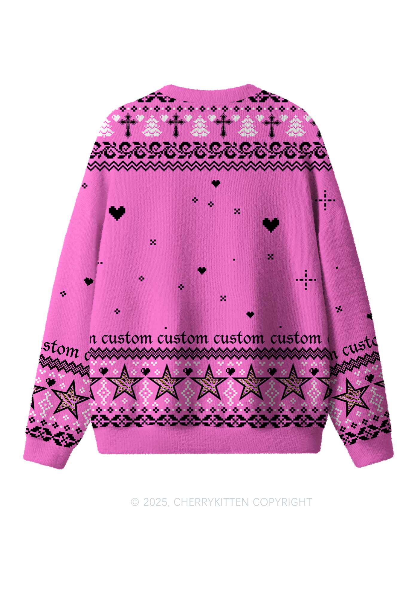 Custom Punk Pet Y2K Christmas Knit Sweatshirt Cherrykitten - Image 3