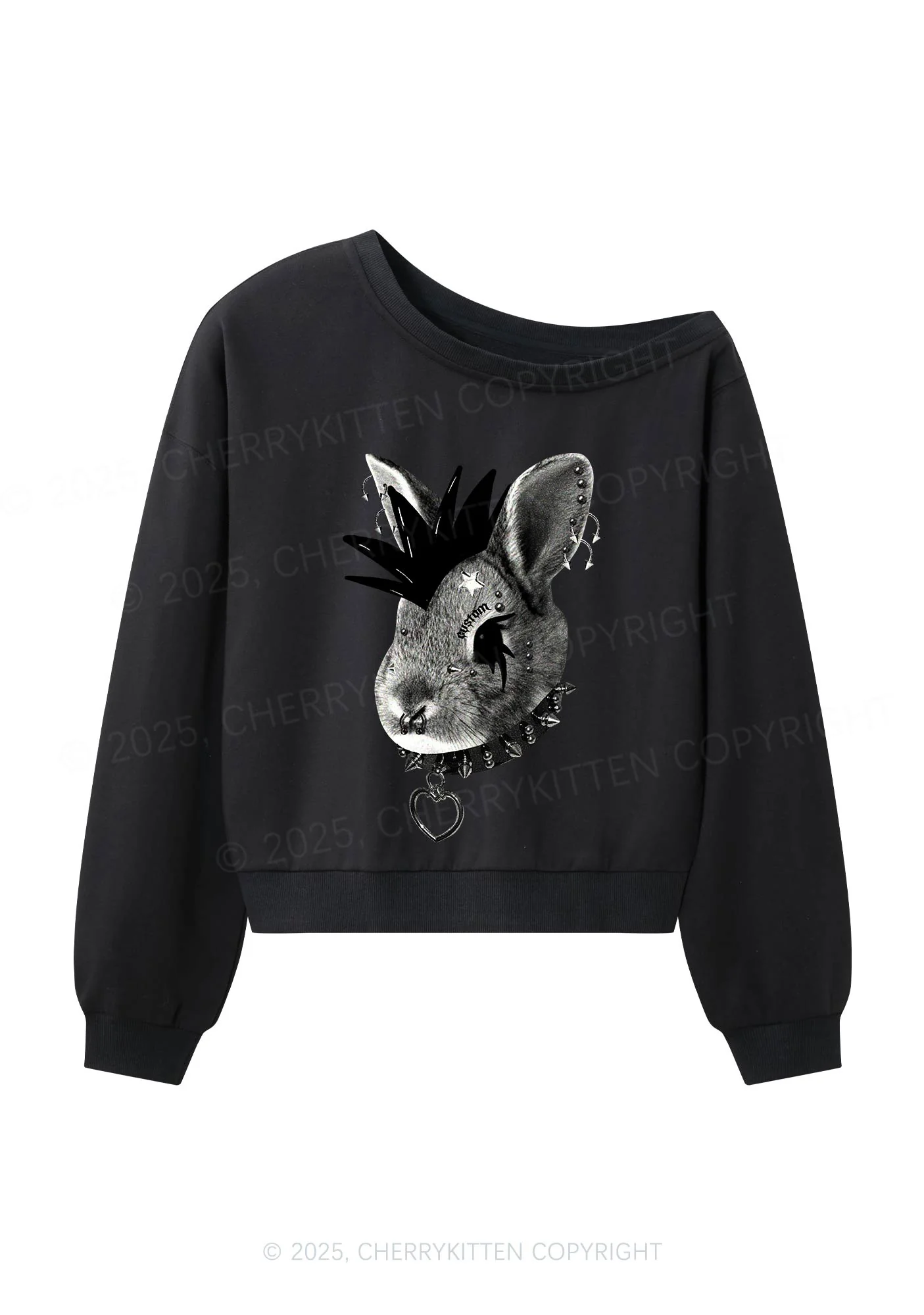Custom Punk Pet Y2K Off Shoulder Sweatshirts Cherrykitten - Image 4