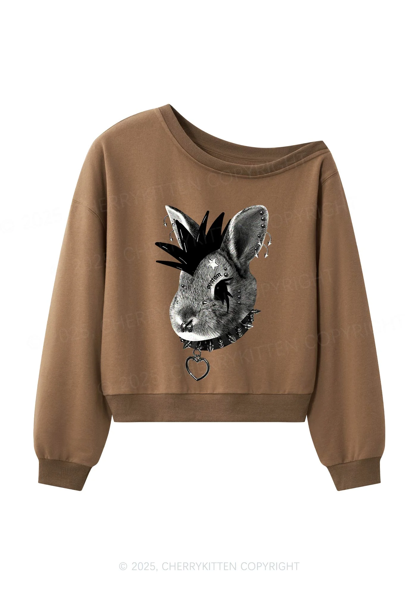 Custom Punk Pet Y2K Off Shoulder Sweatshirts Cherrykitten - Image 5