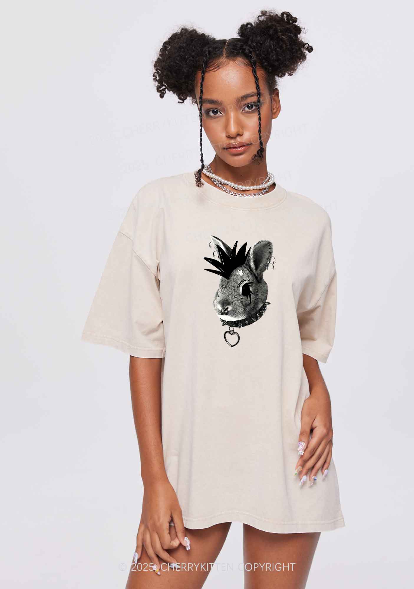 Custom Punk Pet Y2K Shirts Washed Tee Cherrykitten - Image 3