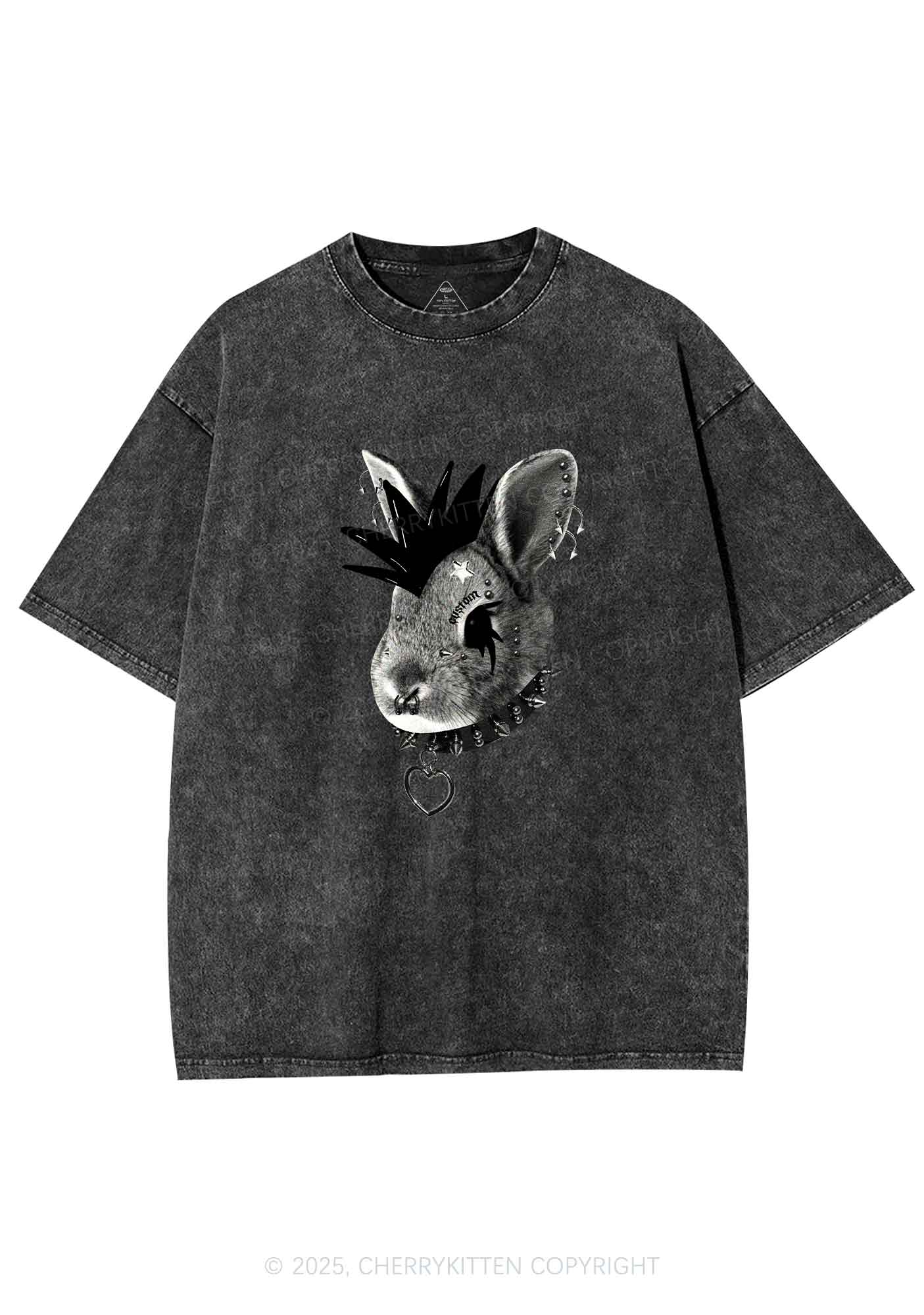 Custom Punk Pet Y2K Shirts Washed Tee Cherrykitten - Image 4