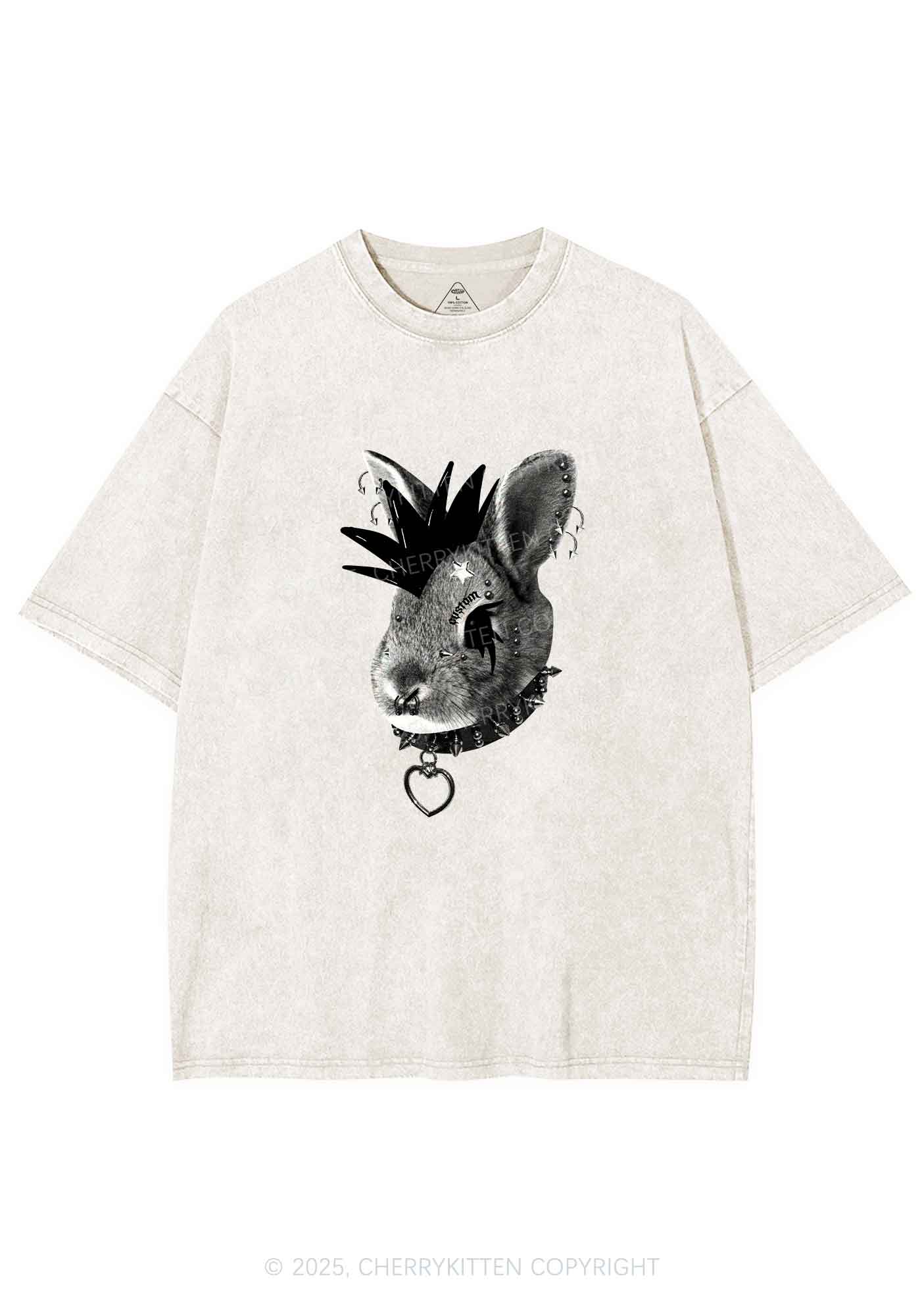 Custom Punk Pet Y2K Shirts Washed Tee Cherrykitten - Image 6