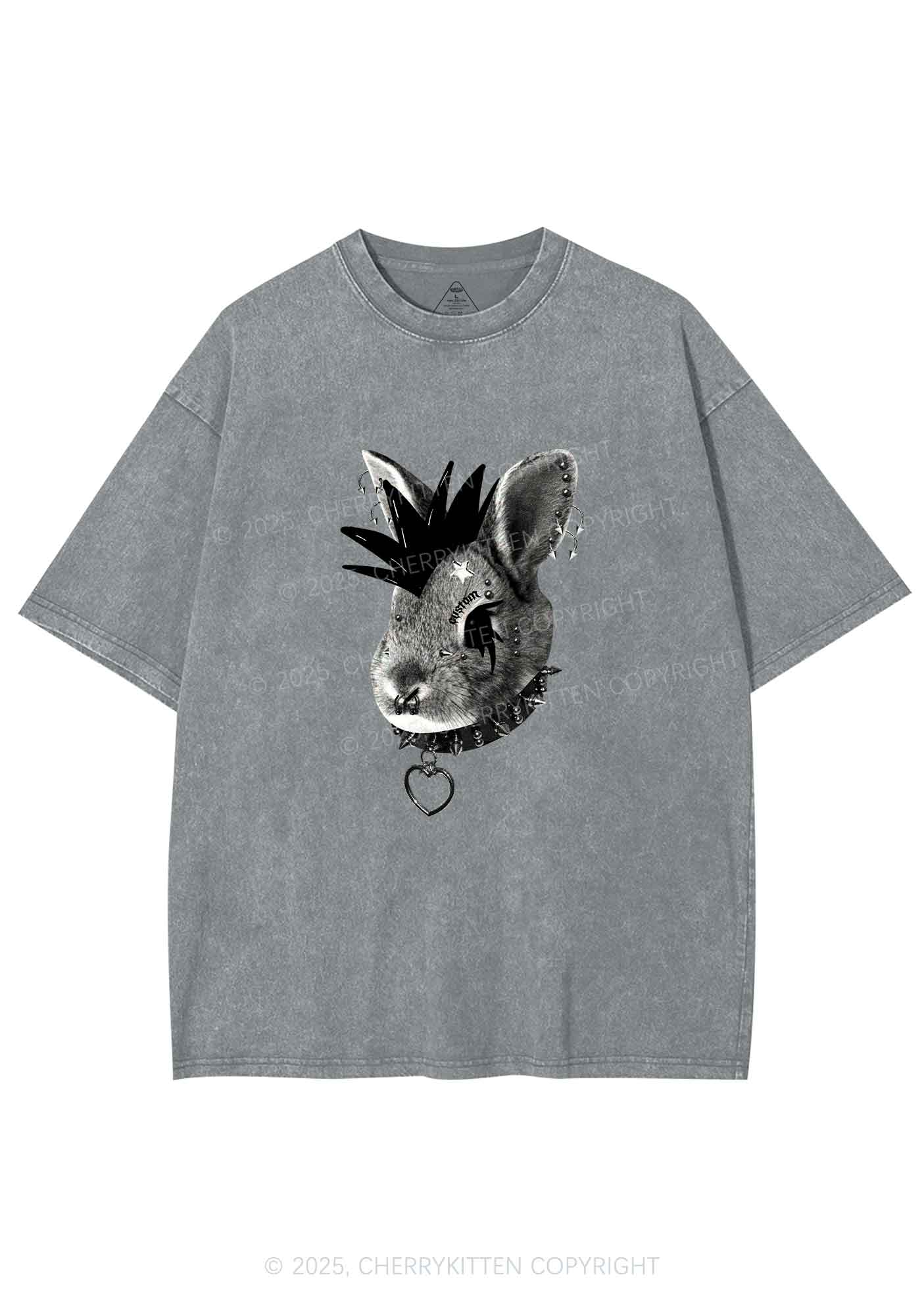 Custom Punk Pet Y2K Shirts Washed Tee Cherrykitten - Image 8