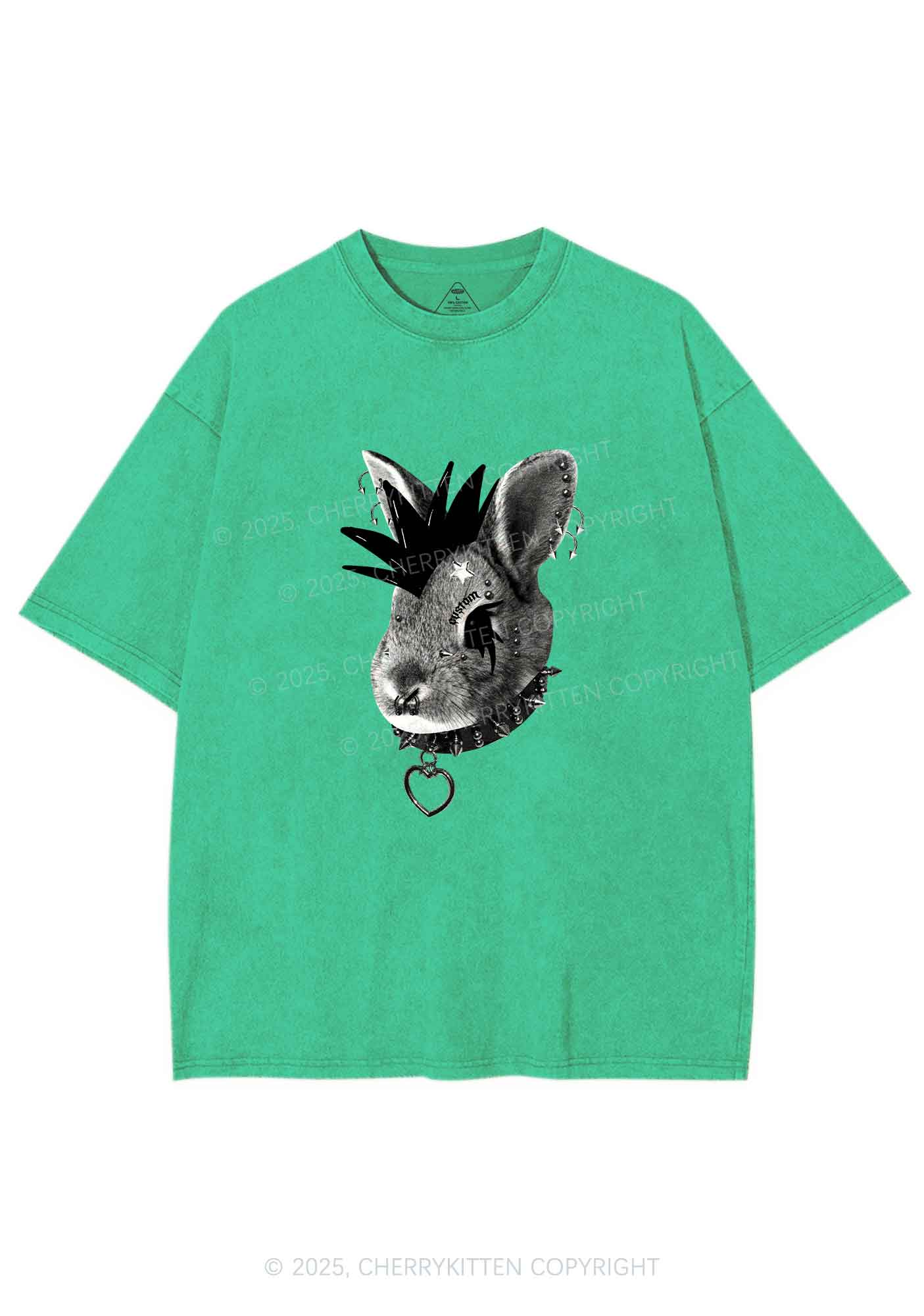 Custom Punk Pet Y2K Shirts Washed Tee Cherrykitten - Image 9