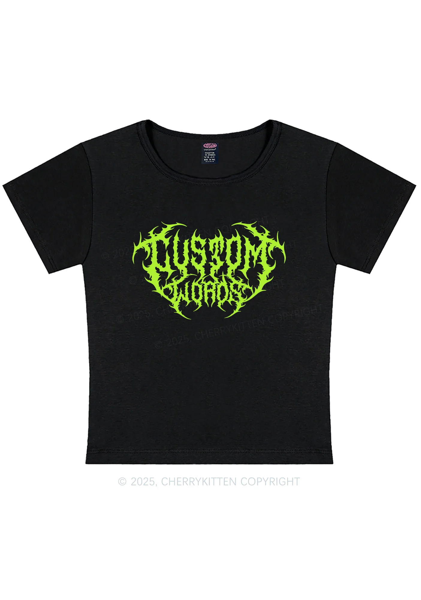 Custom Punk Words Y2K Baby Tee Cherrykitten