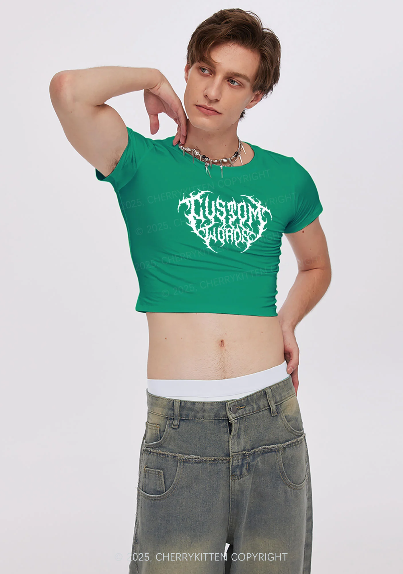 Custom Punk Words Y2K Baby Tee Cherrykitten - Image 3